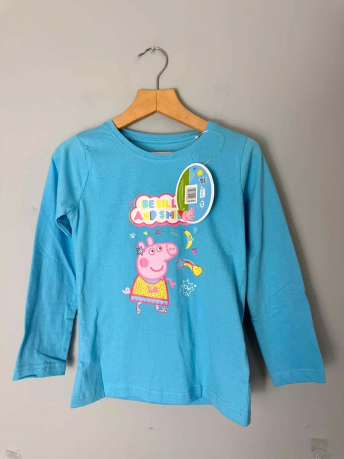 NEW Peppa Pig 100% Cotton Long Sleeve Top Light Blue - Girls 5 - 6 Years - Discounted high street clothing for children, ladies and men including everyday wear and seasonal styles. UK online