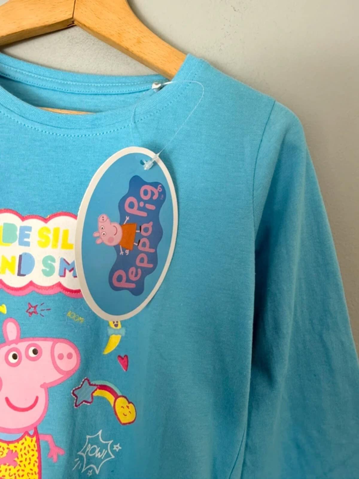 NEW Peppa Pig 100% Cotton Long Sleeve Top Light Blue - Girls 5 - 6 Years - Discounted high street clothing for children, ladies and men including everyday wear and seasonal styles. UK online
