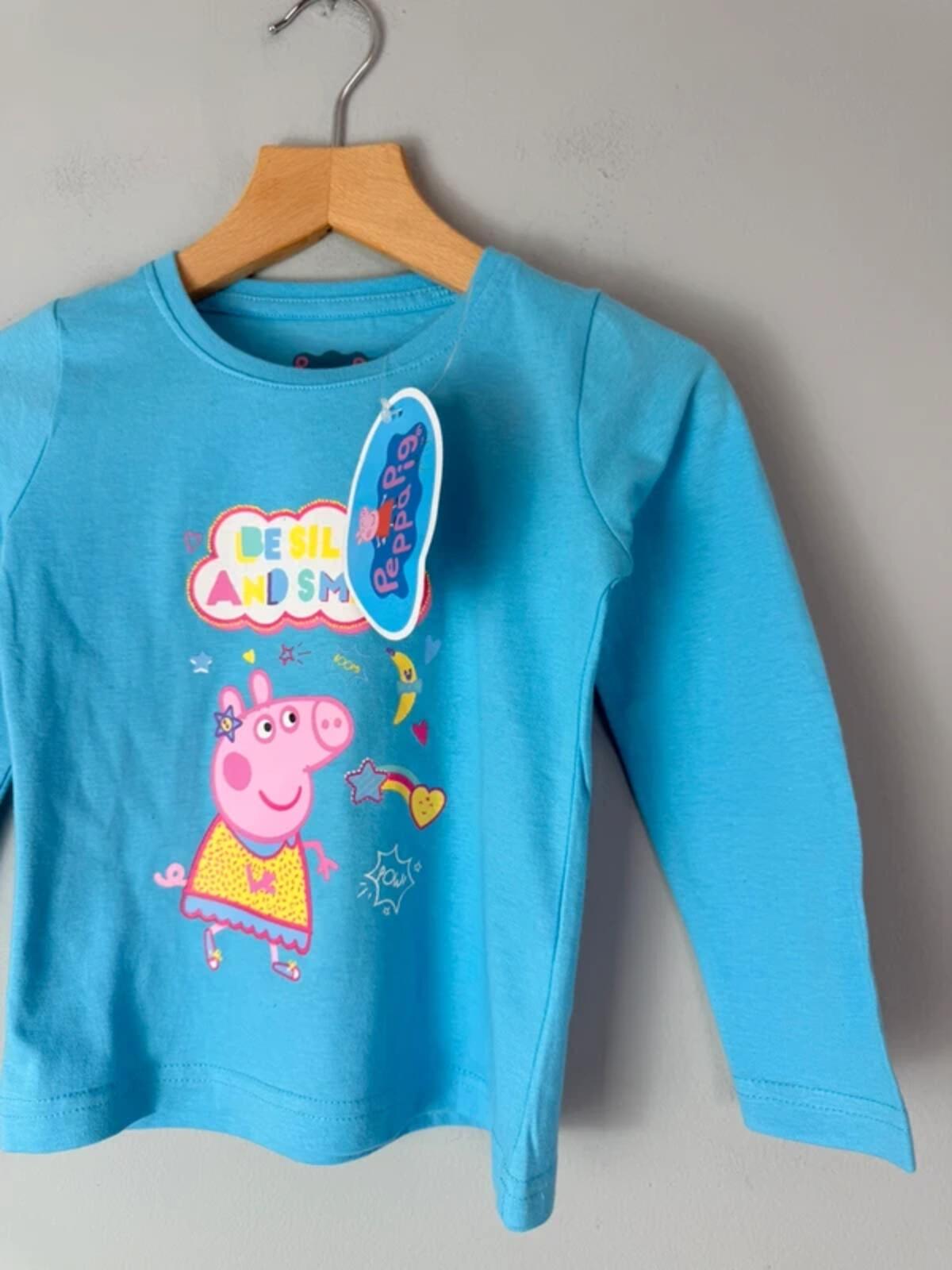 NEW Peppa Pig Blue Long Sleeve Top - Girls 2 Years 92cm - Discounted high street clothing for children, ladies and men including everyday wear and seasonal styles. UK online