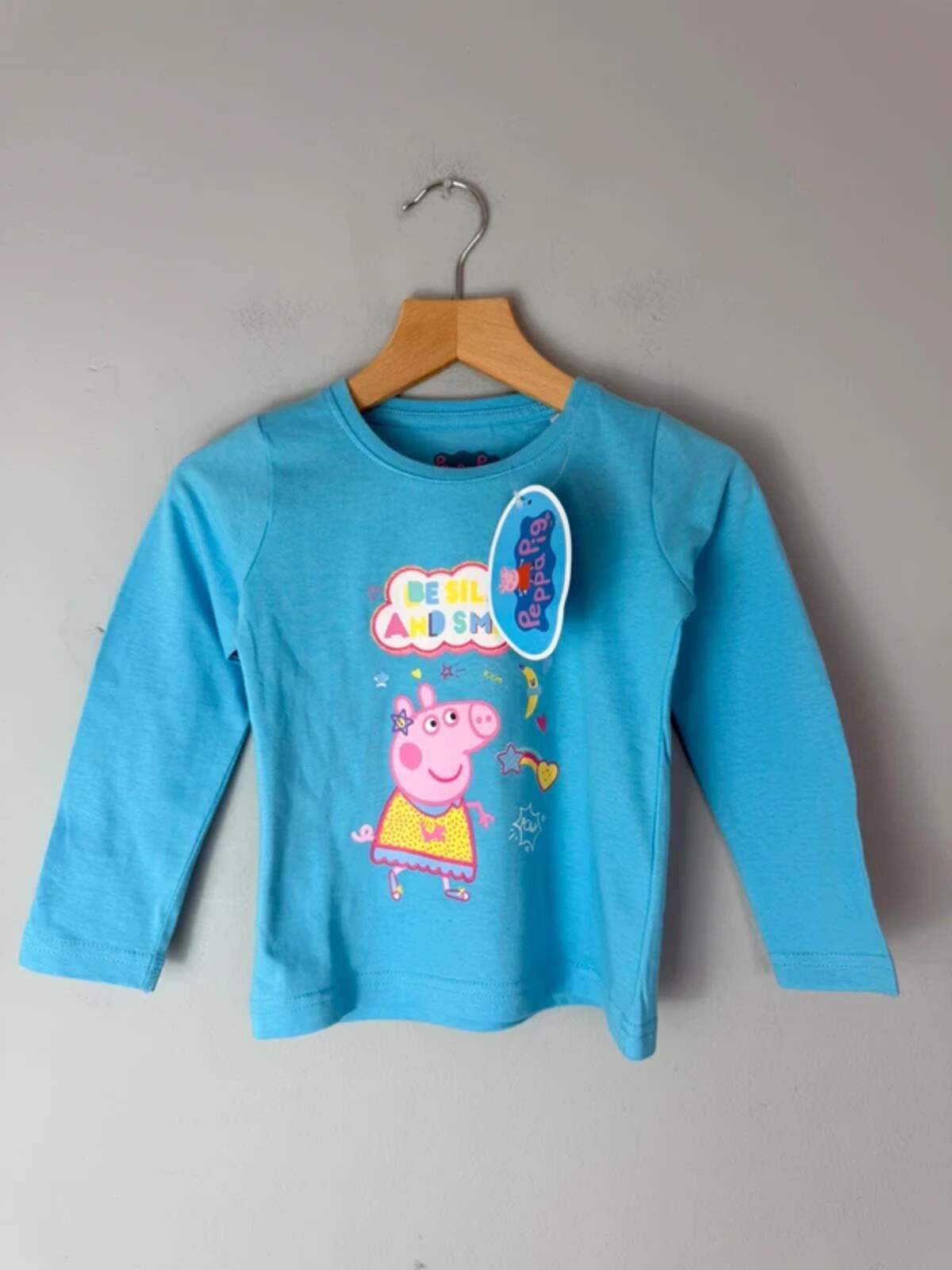 NEW Peppa Pig Blue Long Sleeve Top - Girls 2 Years 92cm - Discounted high street clothing for children, ladies and men including everyday wear and seasonal styles. UK online