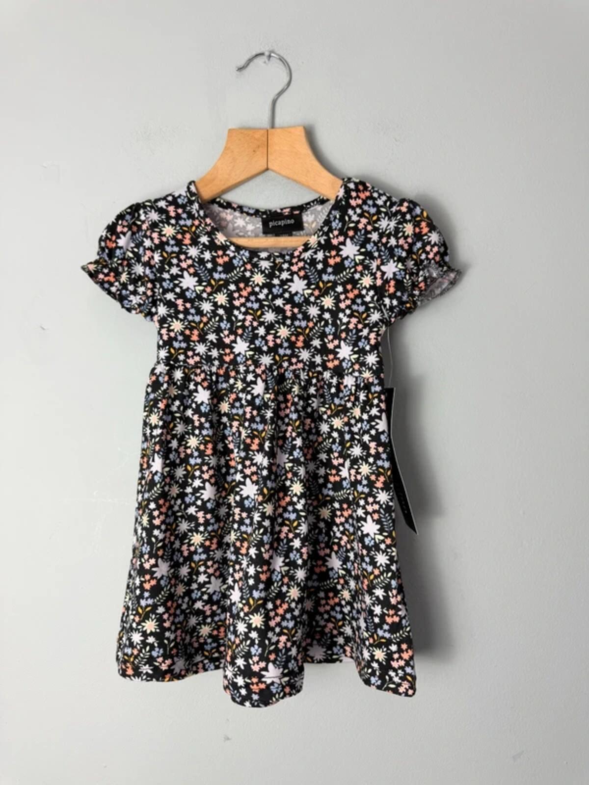 NEW Picapino Black Ditsy Print Floral Dress - Girls 18 Months - Discounted high street clothing for children, ladies and men including everyday wear and seasonal styles. UK online
