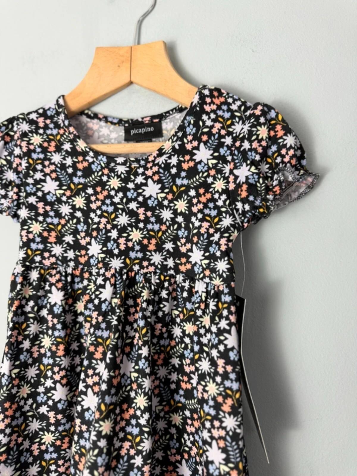 NEW Picapino Black Ditsy Print Floral Dress - Girls 18 Months - Discounted high street clothing for children, ladies and men including everyday wear and seasonal styles. UK online