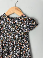 NEW Picapino Black Floral Ditsy Print Short Sleeve Dress - Girls 12 Months - Discounted high street clothing for children, ladies and men including everyday wear and seasonal styles. UK online