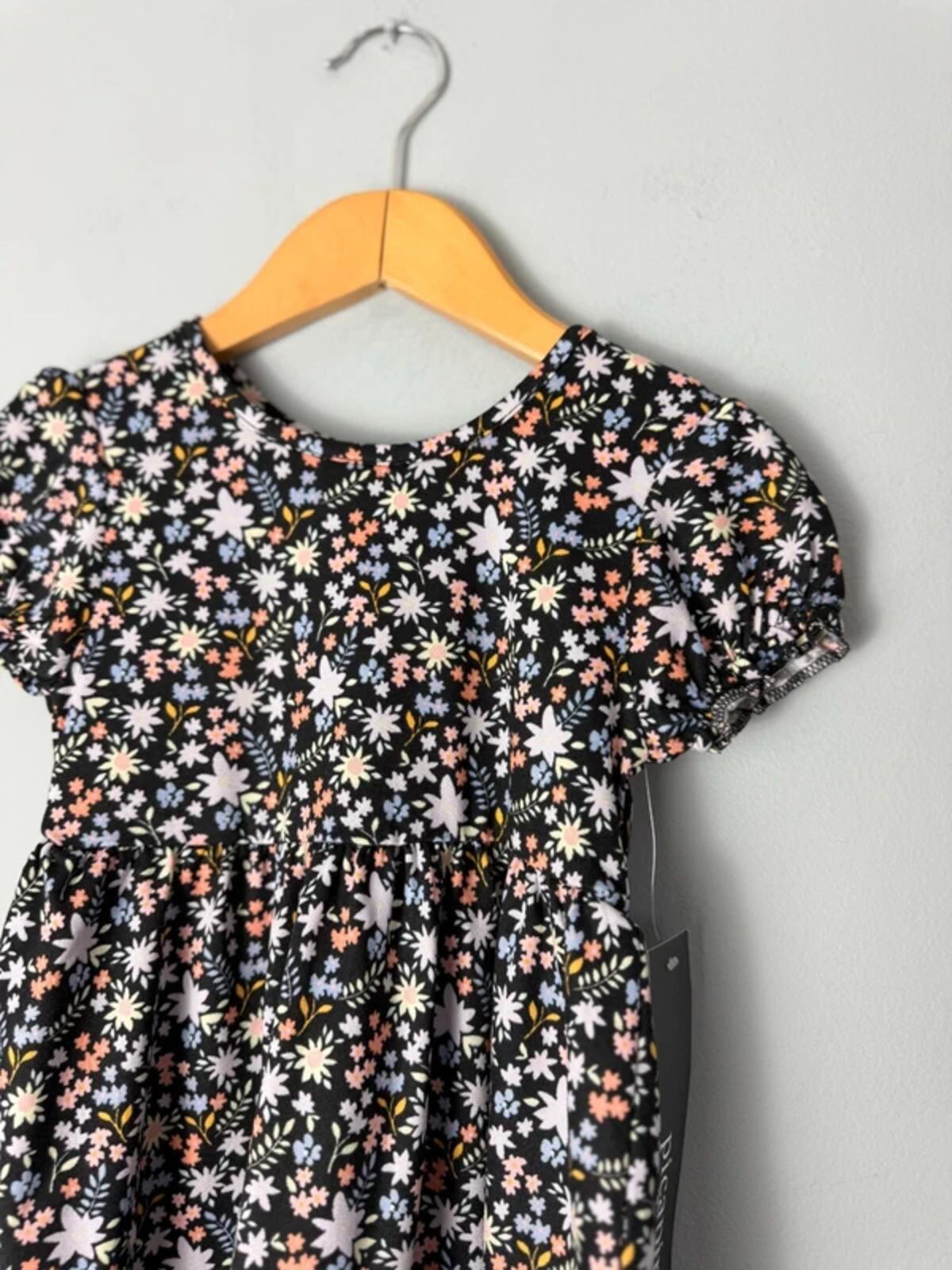 NEW Picapino Black Floral Ditsy Print Short Sleeve Dress - Girls 24 Months - Discounted high street clothing for children, ladies and men including everyday wear and seasonal styles. UK online
