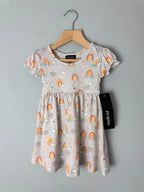 NEW Picapino Grey Rainbow Short Sleeve Dress - Girls 12 Months - Discounted high street clothing for children, ladies and men including everyday wear and seasonal styles. UK online