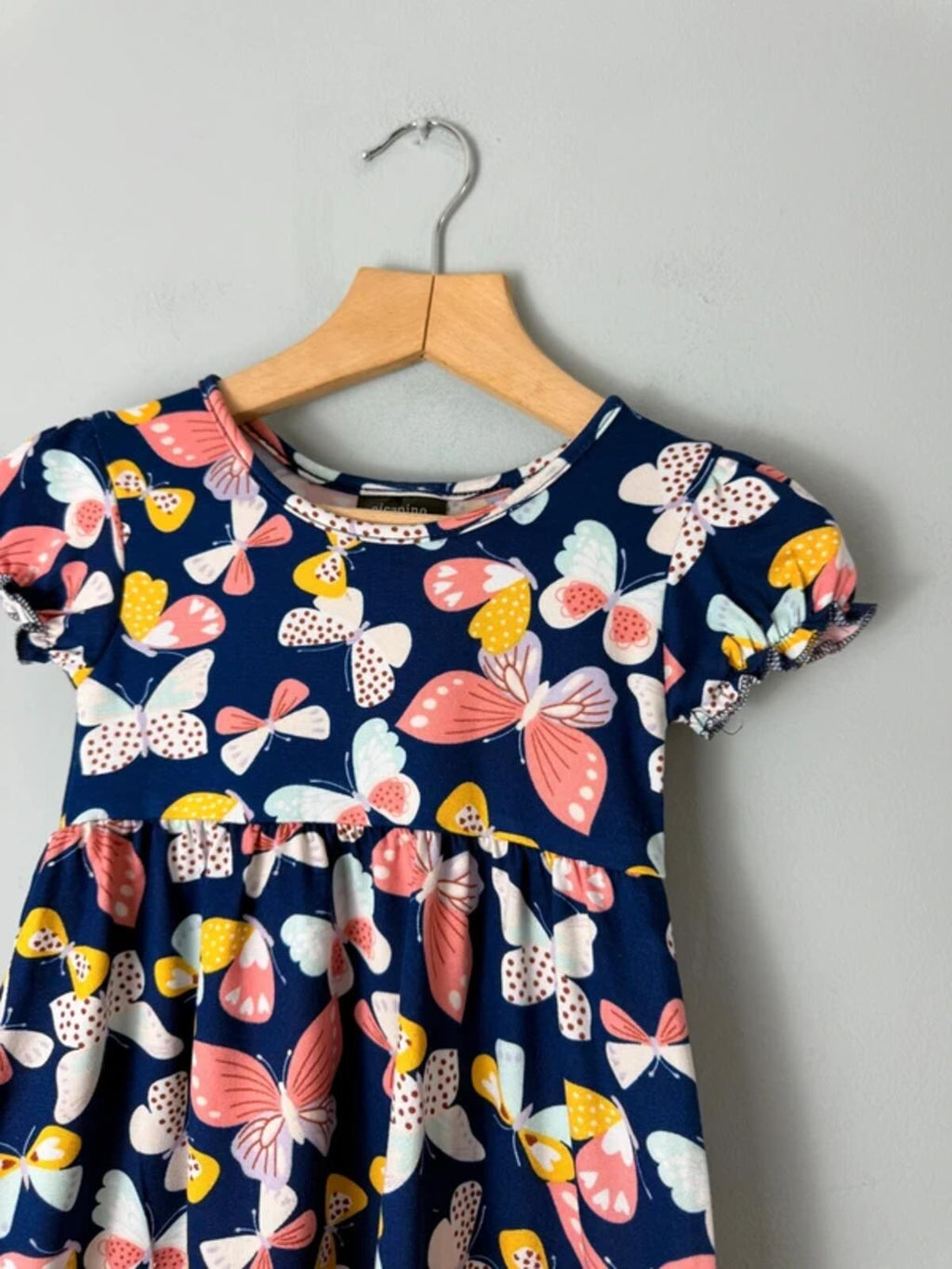 NEW Picapino Navy Butterfly Short Sleeve Dress - Girls 18 Months - Discounted high street clothing for children, ladies and men including everyday wear and seasonal styles. UK online