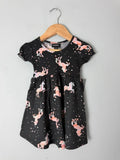 NEW Picapino Pink & Black Unicorn Short Sleeve Dress - Girls 12 Months - Discounted high street clothing for children, ladies and men including everyday wear and seasonal styles. UK online