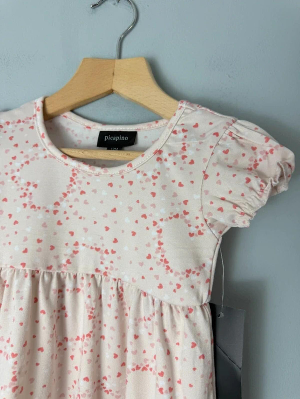 NEW Picapino Pink Heart Short Sleeve Dress - Girls 12 Months - Discounted high street clothing for children, ladies and men including everyday wear and seasonal styles. UK online