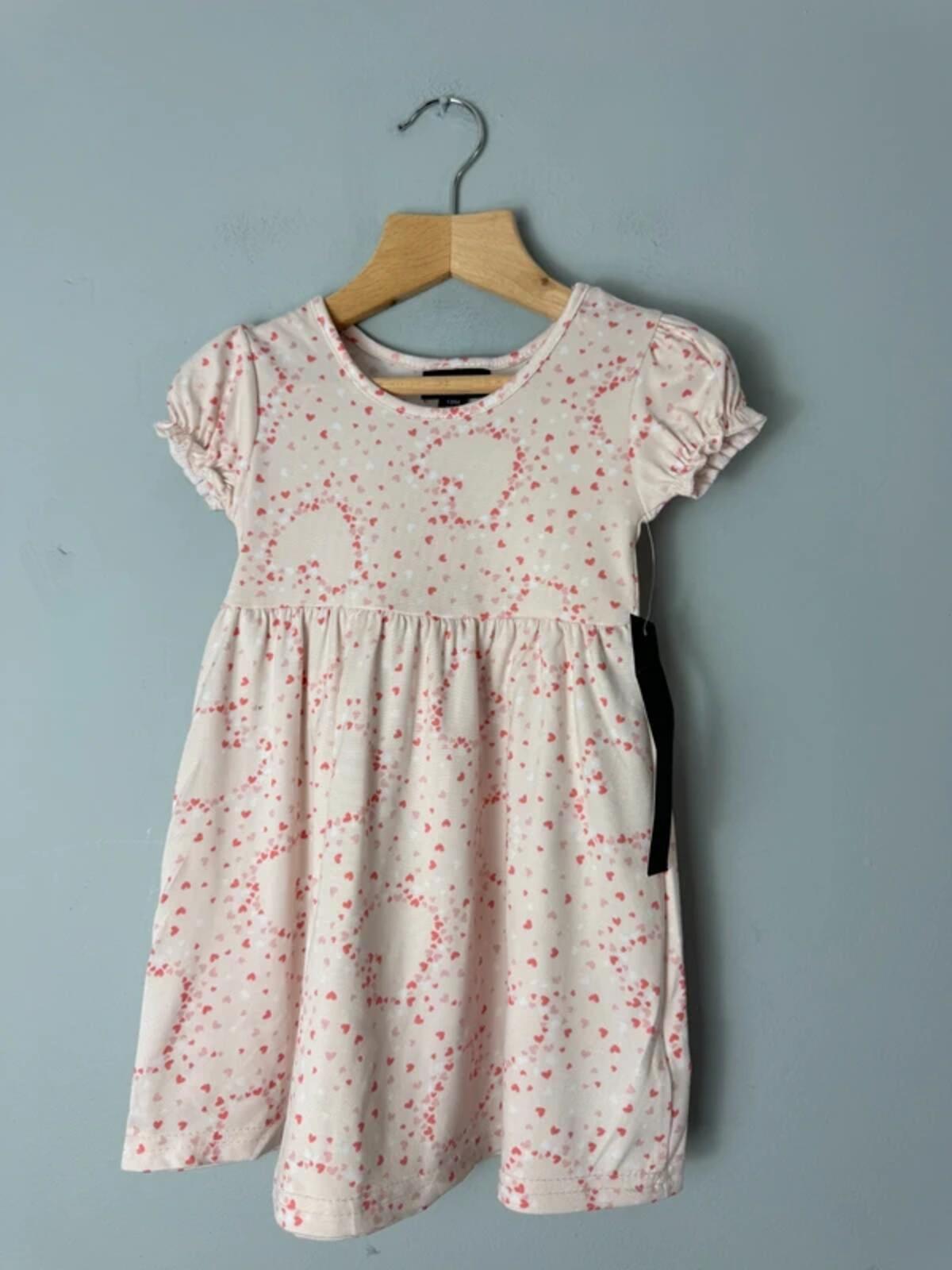 NEW Picapino Pink Heart Short Sleeve Stretchy Dress - Girls 18 Months - Discounted high street clothing for children, ladies and men including everyday wear and seasonal styles. UK online