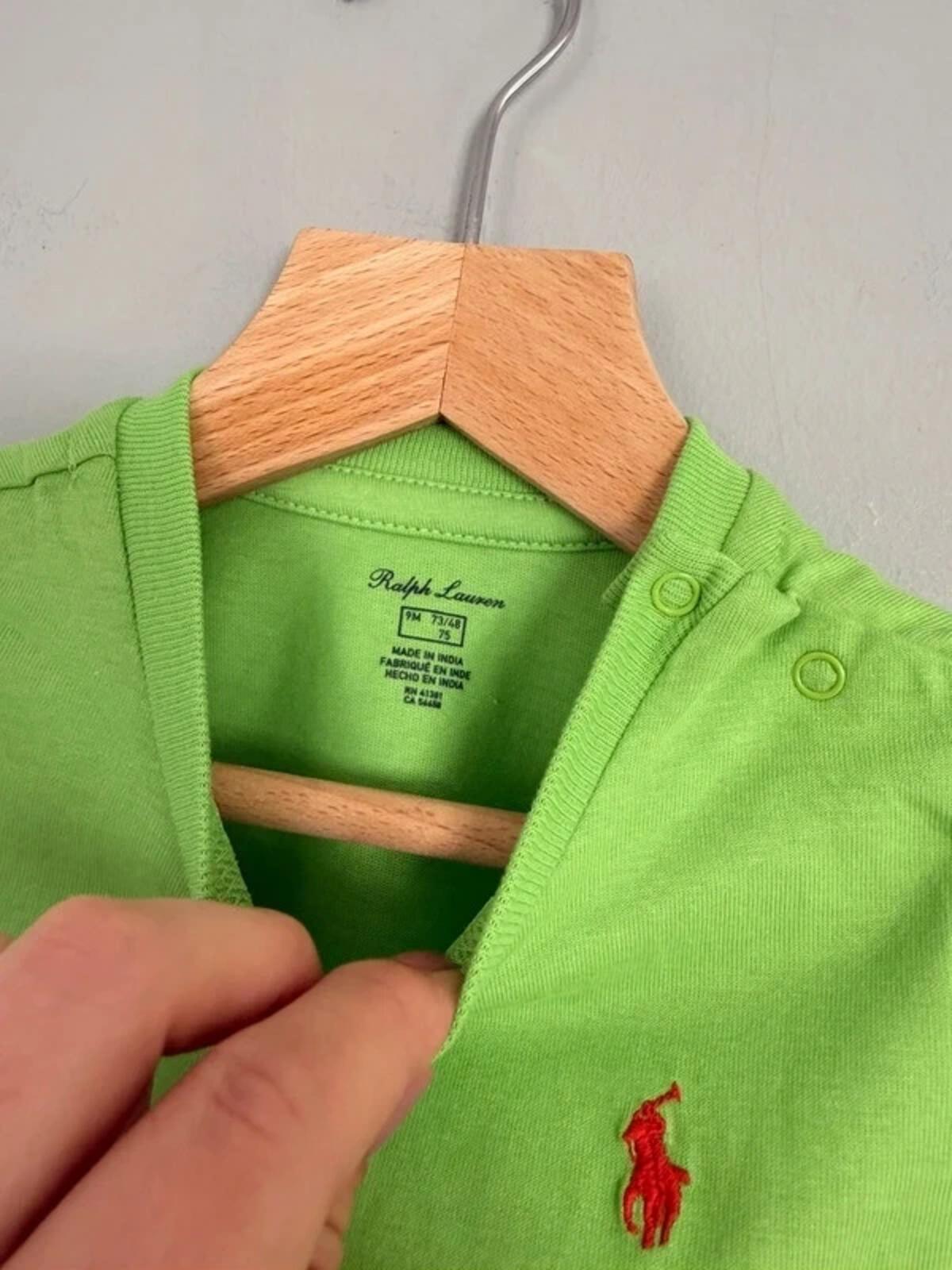 New Ralph Lauren Green Short Sleeve Summer Top Boys - 9 Months - Discounted high street clothing for children, ladies and men including everyday wear and seasonal styles. UK online