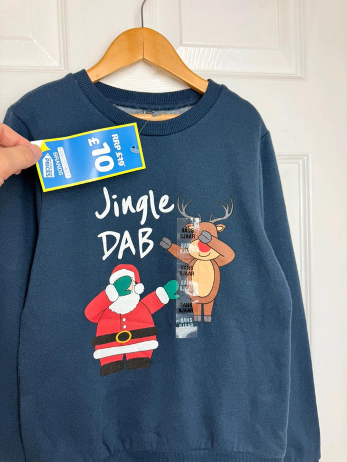 New TQF Reindeer & Santa Christmas Jumper Boys 8 Years - Discounted high street clothing for children, ladies and men including everyday wear and seasonal styles. UK online
