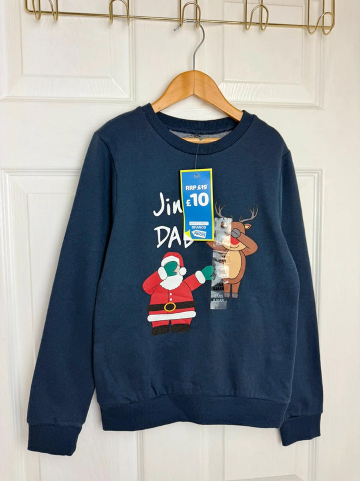 New TQF Reindeer & Santa Christmas Jumper Boys 8 Years - Discounted high street clothing for children, ladies and men including everyday wear and seasonal styles. UK online