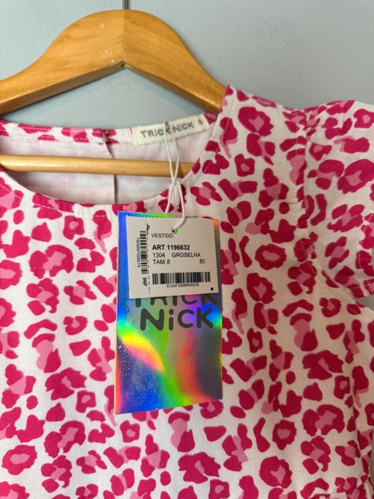 NEW Trick Nick 100% Cotton Pink Cheetah Button Dress - Girls 8 Years - Discounted high street clothing for children, ladies and men including everyday wear and seasonal styles. UK online