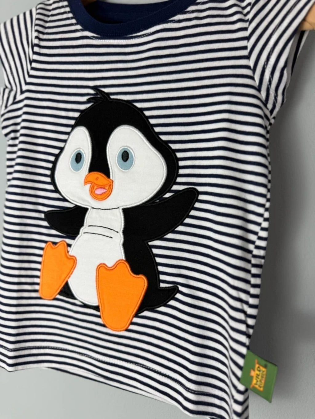NEW Wild Republic Penguin Top Organic Cotton Striped T-Shirt - Unisex Age 2 Years - Discounted high street clothing for children, ladies and men including everyday wear and seasonal styles. UK online