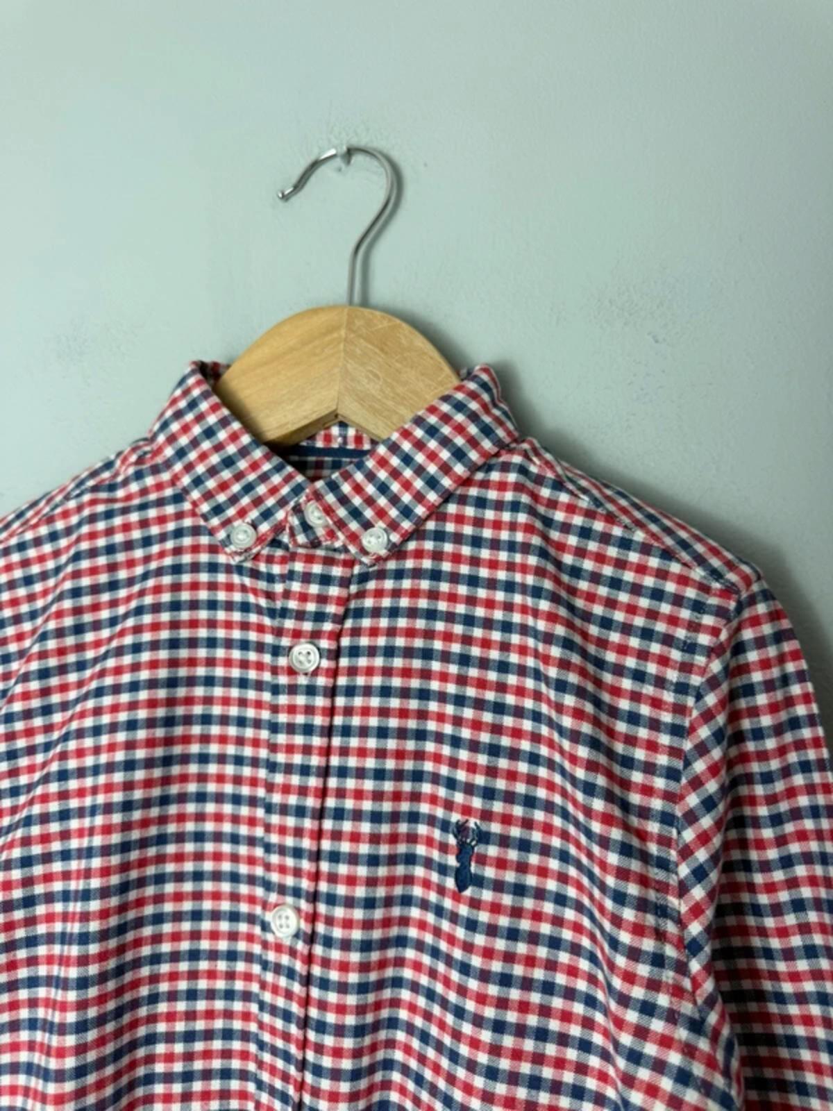 NEXT Blue, White & Red Checked Long Sleeve Button Shirt - Boys 8 Years - Discounted high street clothing for children, ladies and men including everyday wear and seasonal styles. UK online