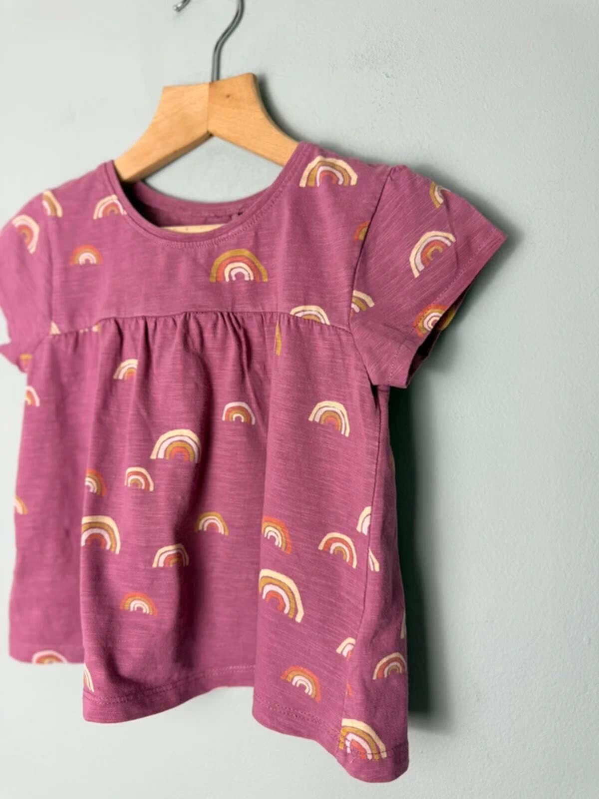 Next Dark Pink Rainbow Short Sleeve Summer Top - Girls 3 - 4 Years - Discounted high street clothing for children, ladies and men including everyday wear and seasonal styles. UK online
