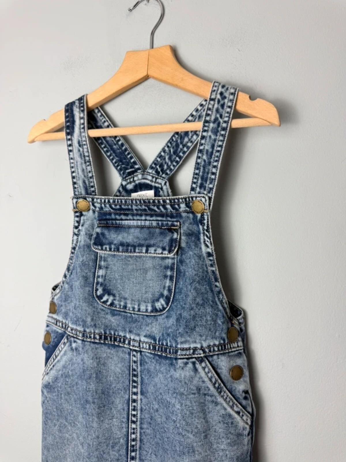 NEXT Denim Dungaree Stonewashed Dress - Girls 4 - 5 Years - Discounted high street clothing for children, ladies and men including everyday wear and seasonal styles. UK online
