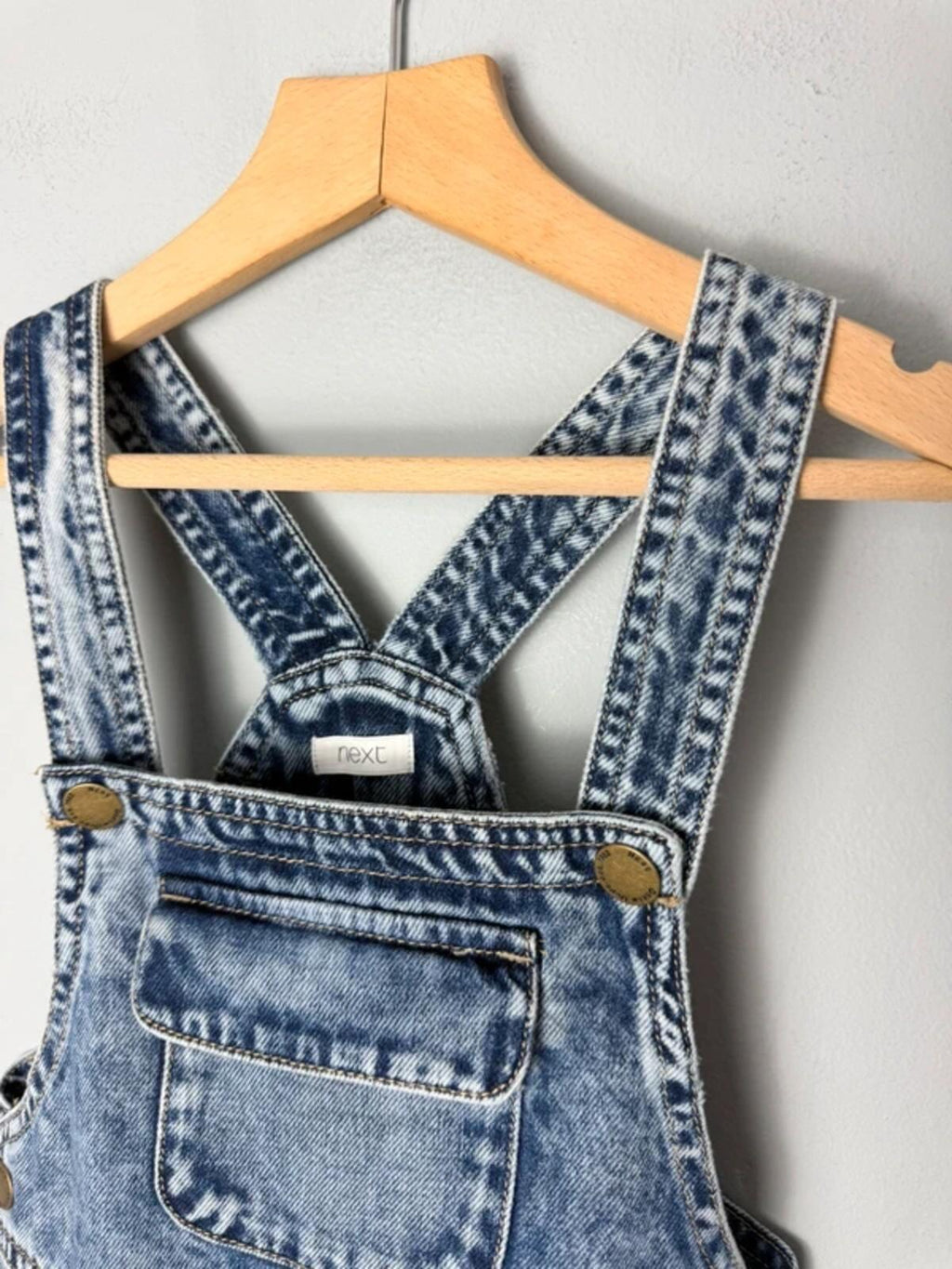 NEXT Denim Dungaree Stonewashed Dress - Girls 4 - 5 Years - Discounted high street clothing for children, ladies and men including everyday wear and seasonal styles. UK online
