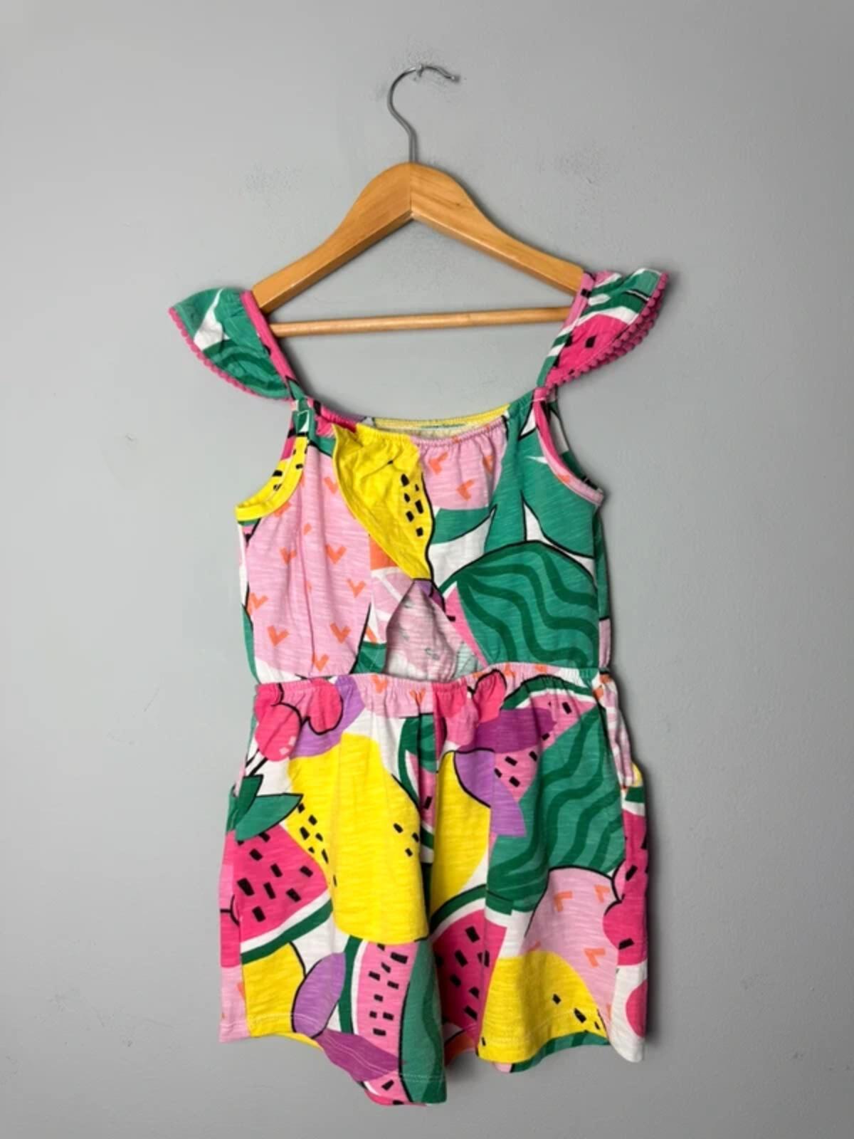 Next Fruit Lemon Watermelon Pink Yellow Crossover Back Playsuit - Girls 5 Years - Discounted high street clothing for children, ladies and men including everyday wear and seasonal styles. UK online