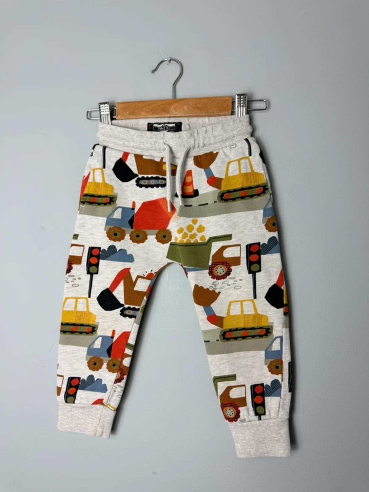 Next Grey & Multicolour Digger & Truck Jogging Bottoms - Boys 2 - 3 Years - Discounted high street clothing for children, ladies and men including everyday wear and seasonal styles. UK online