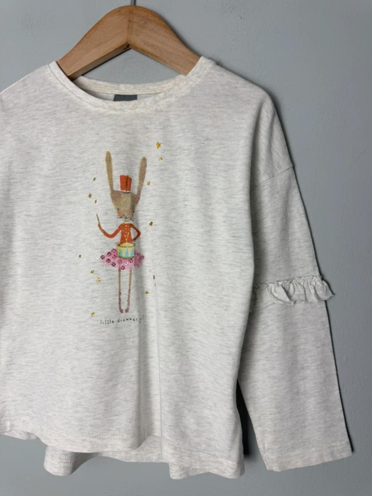 Next Light Grey Bunny Little Drummer Girl Long Sleeve Top - Girls 2 - 3 Years 98cm - Discounted high street clothing for children, ladies and men including everyday wear and seasonal styles. UK online