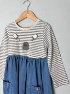 Next Long Sleeve Striped Bear Dress - Girls 4 - 5 Years - Discounted high street clothing for children, ladies and men including everyday wear and seasonal styles. UK online