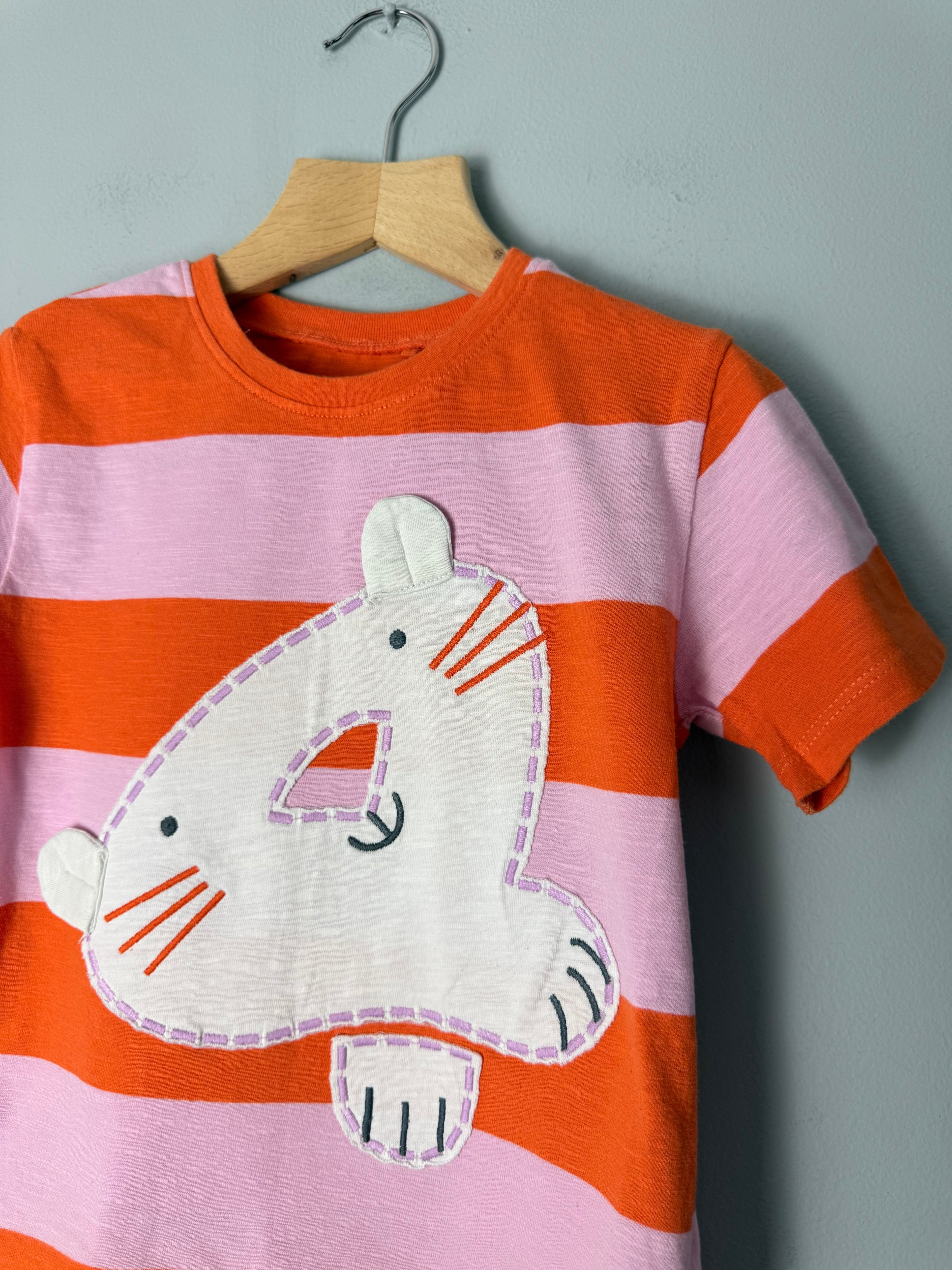 Next Pink & Orange Kitty Short Sleeve Top - Girls 4 - 5 Years - Discounted high street clothing for children, ladies and men including everyday wear and seasonal styles. UK online