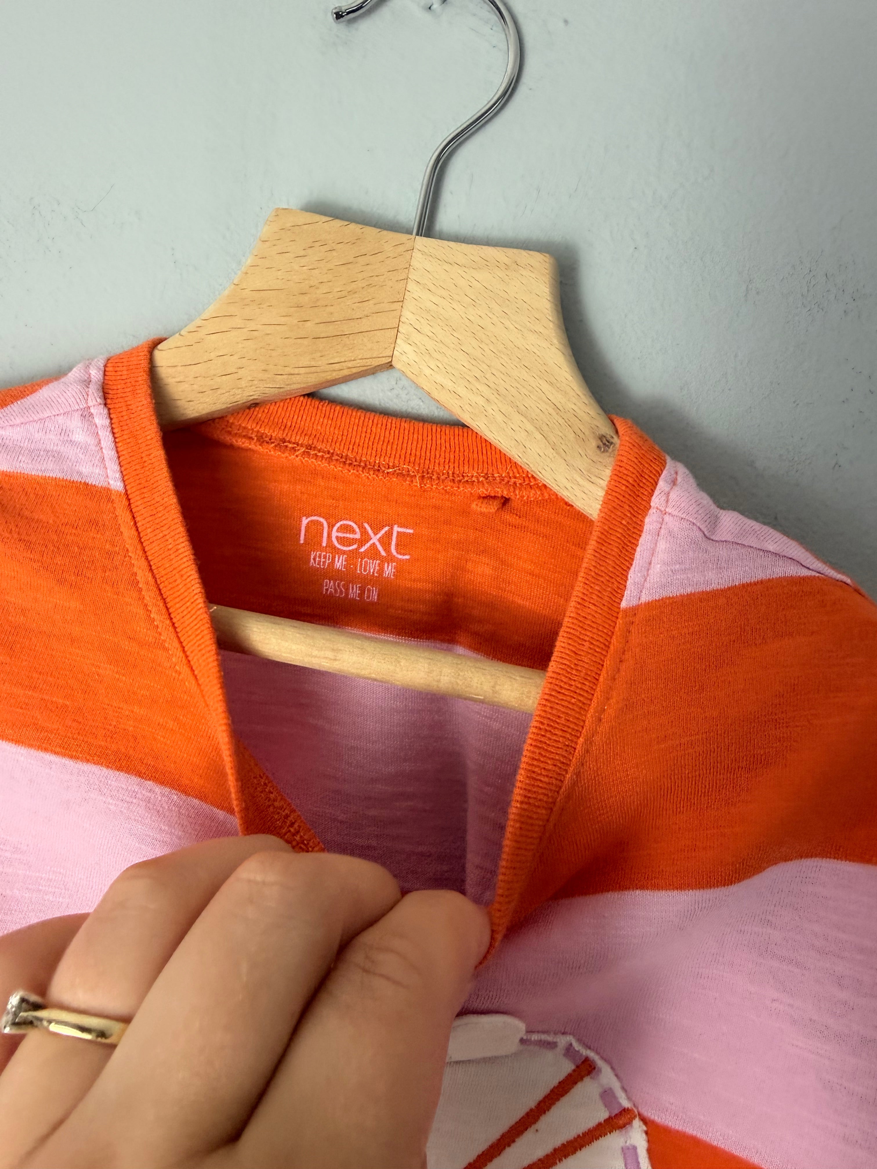 Next Pink & Orange Kitty Short Sleeve Top - Girls 4 - 5 Years - Discounted high street clothing for children, ladies and men including everyday wear and seasonal styles. UK online