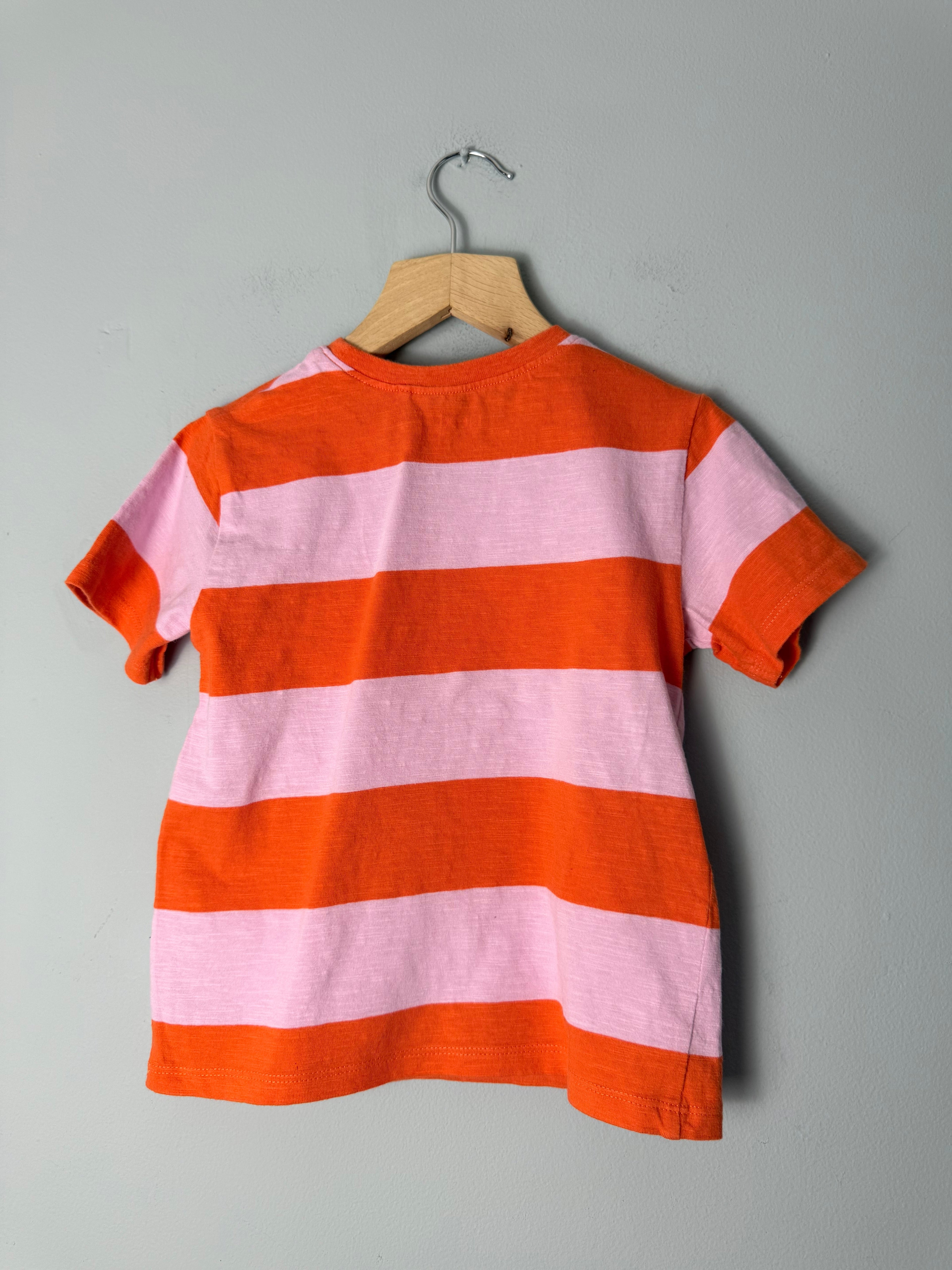 Next Pink & Orange Kitty Short Sleeve Top - Girls 4 - 5 Years - Discounted high street clothing for children, ladies and men including everyday wear and seasonal styles. UK online