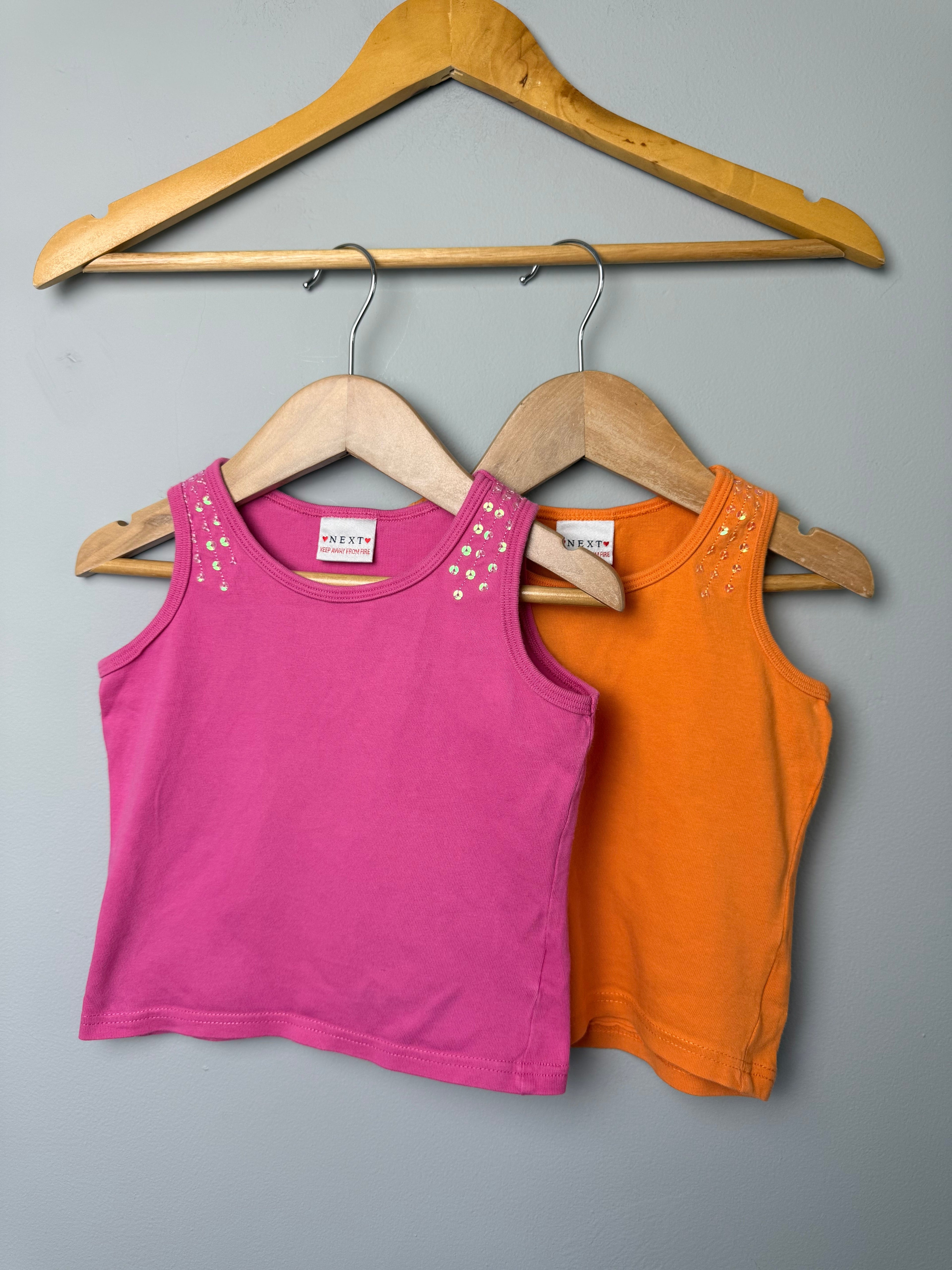 Next Pink & Orange Sequin Vest Tops - Girls 18 - 24 Months - Discounted high street clothing for children, ladies and men including everyday wear and seasonal styles. UK online