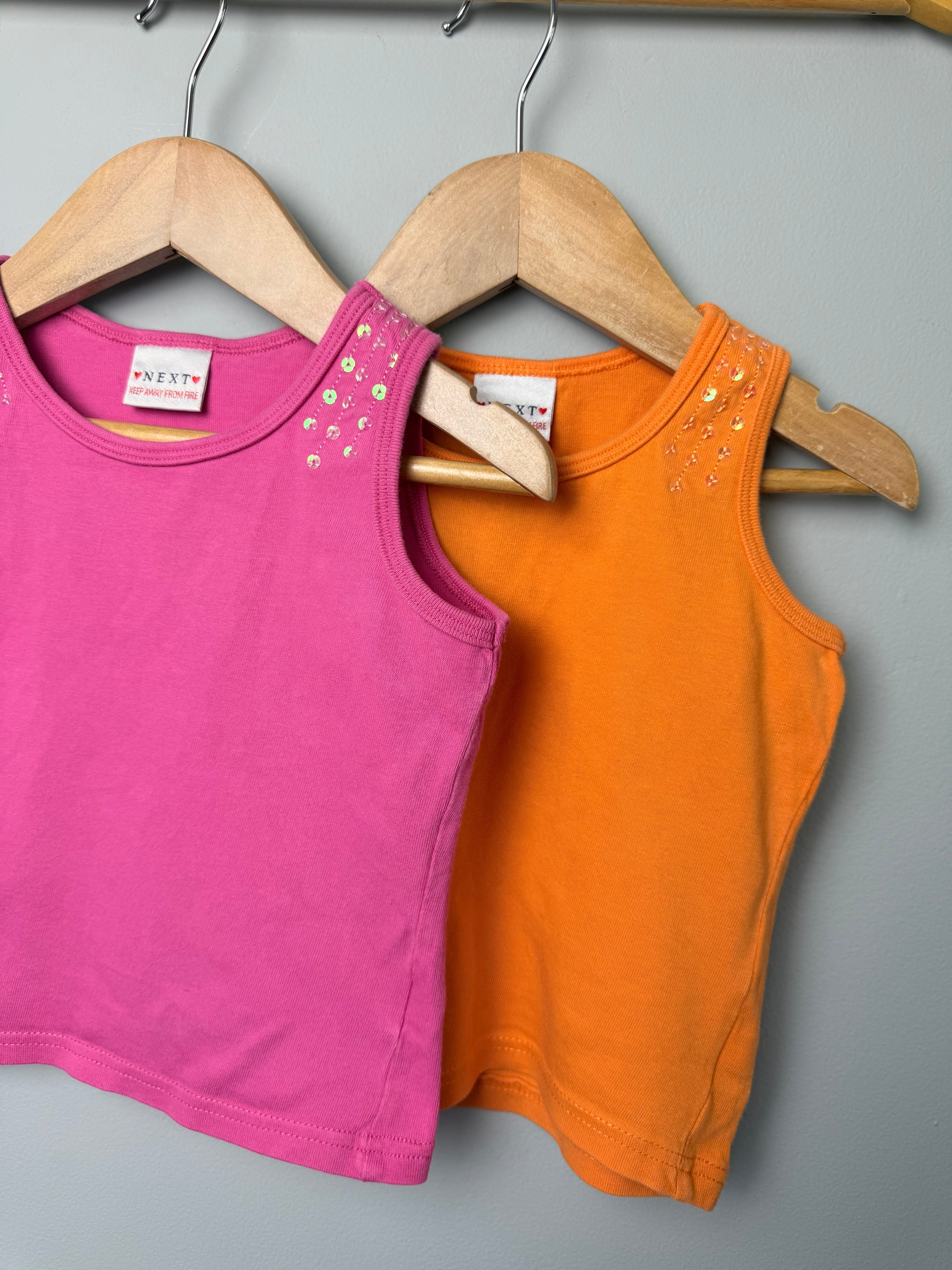 Next Pink & Orange Sequin Vest Tops - Girls 18 - 24 Months - Discounted high street clothing for children, ladies and men including everyday wear and seasonal styles. UK online