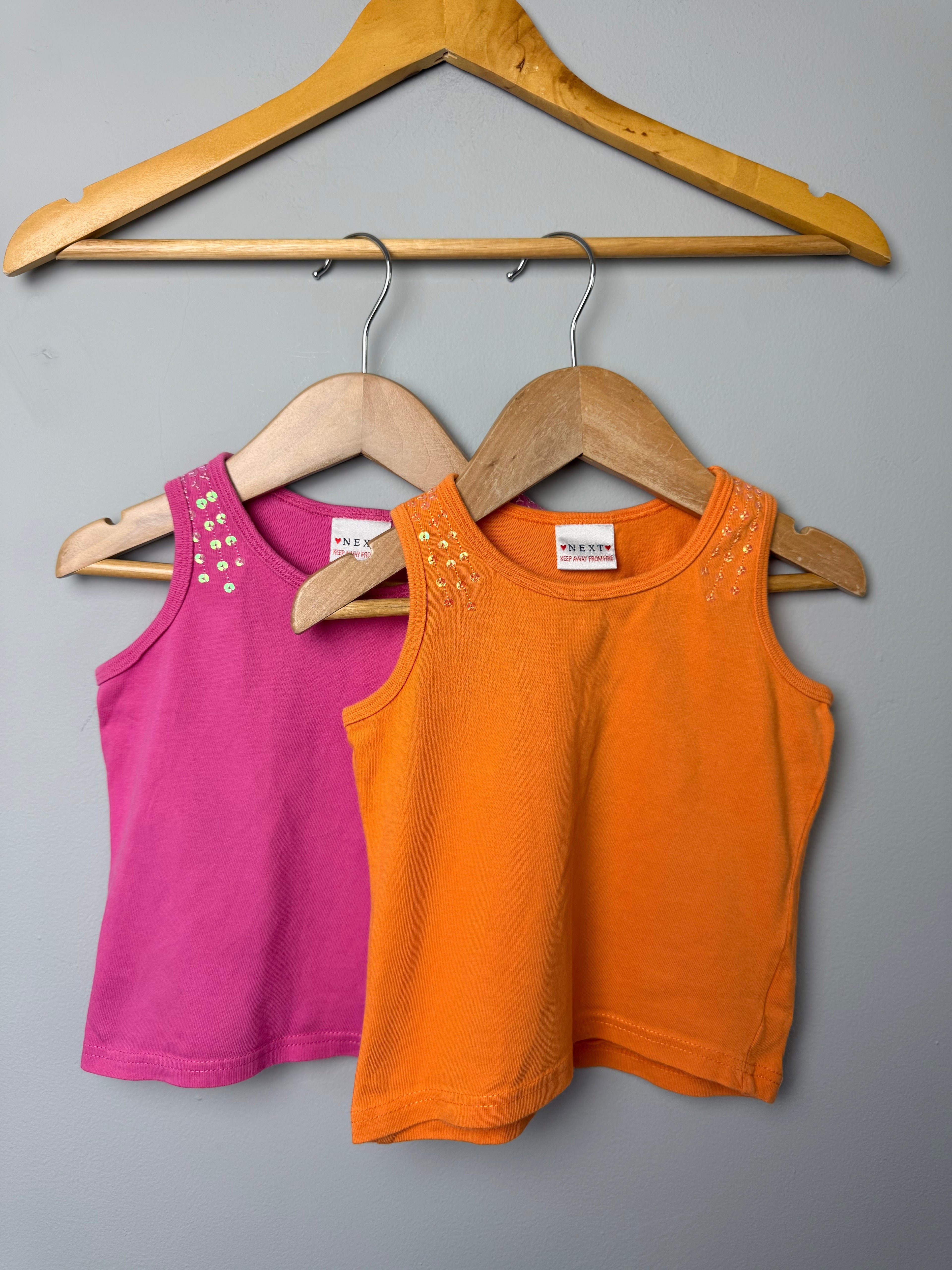 Next Pink & Orange Sequin Vest Tops - Girls 18 - 24 Months - Discounted high street clothing for children, ladies and men including everyday wear and seasonal styles. UK online