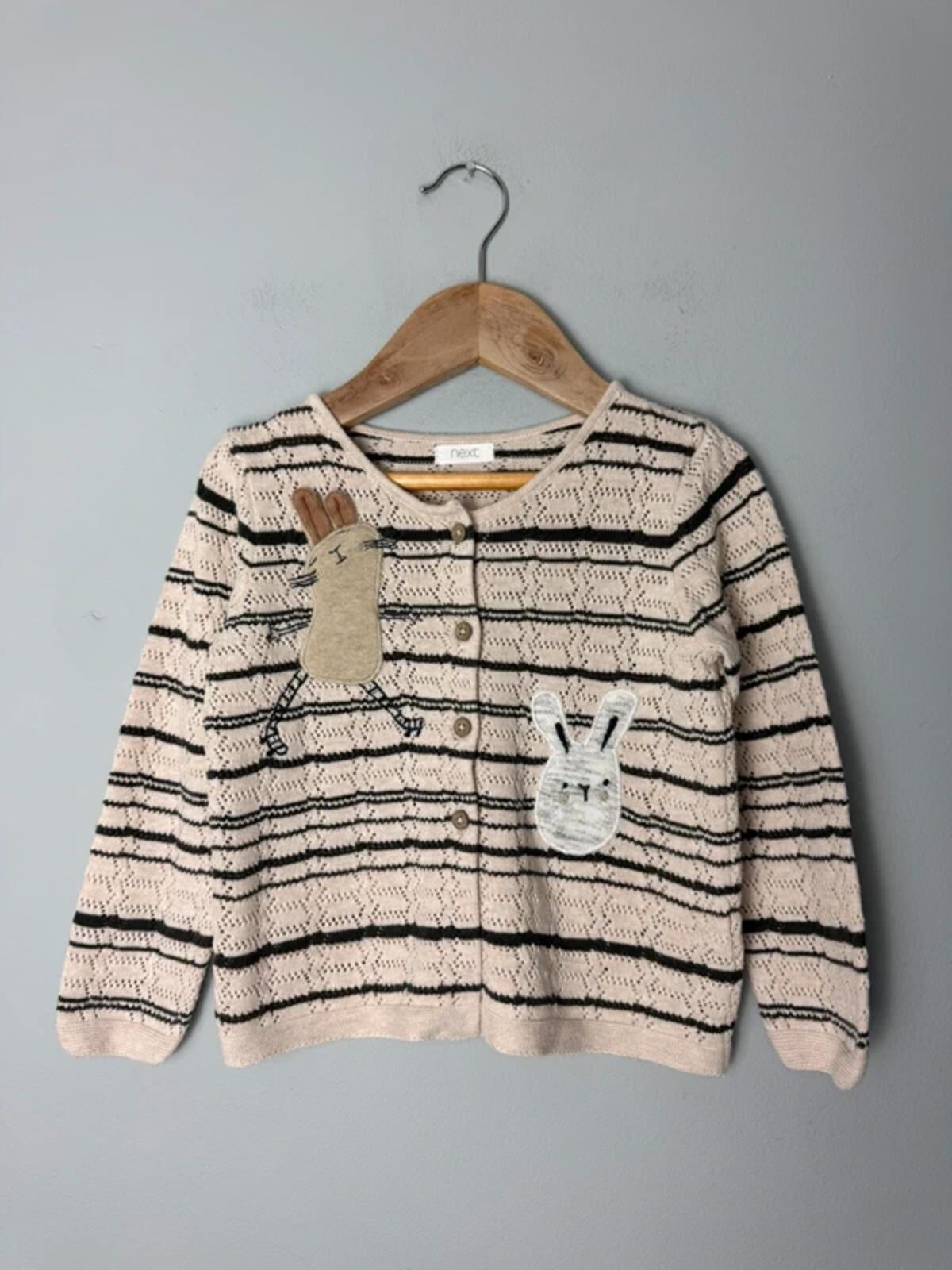 Next Striped Knit Rabbit Button Cardigan - Girls 2 - 3 Years - Discounted high street clothing for children, ladies and men including everyday wear and seasonal styles. UK online