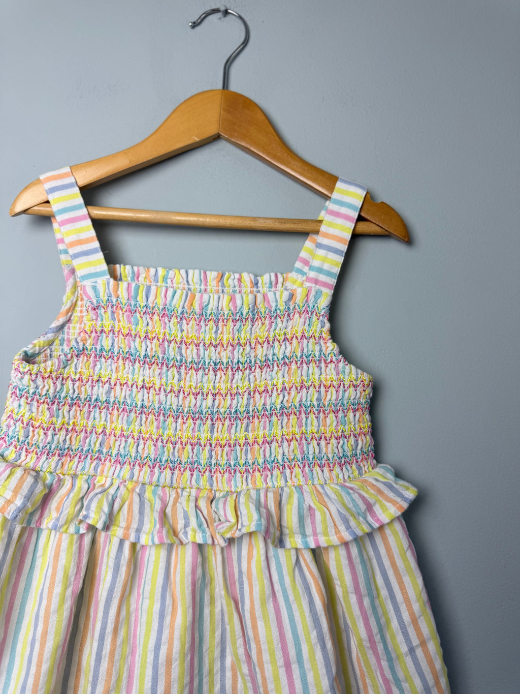 Nutmeg Rainbow Striped Strap Ruched Top - Girls 7 - 8 Years - Discounted high street clothing for children, ladies and men including everyday wear and seasonal styles. UK online