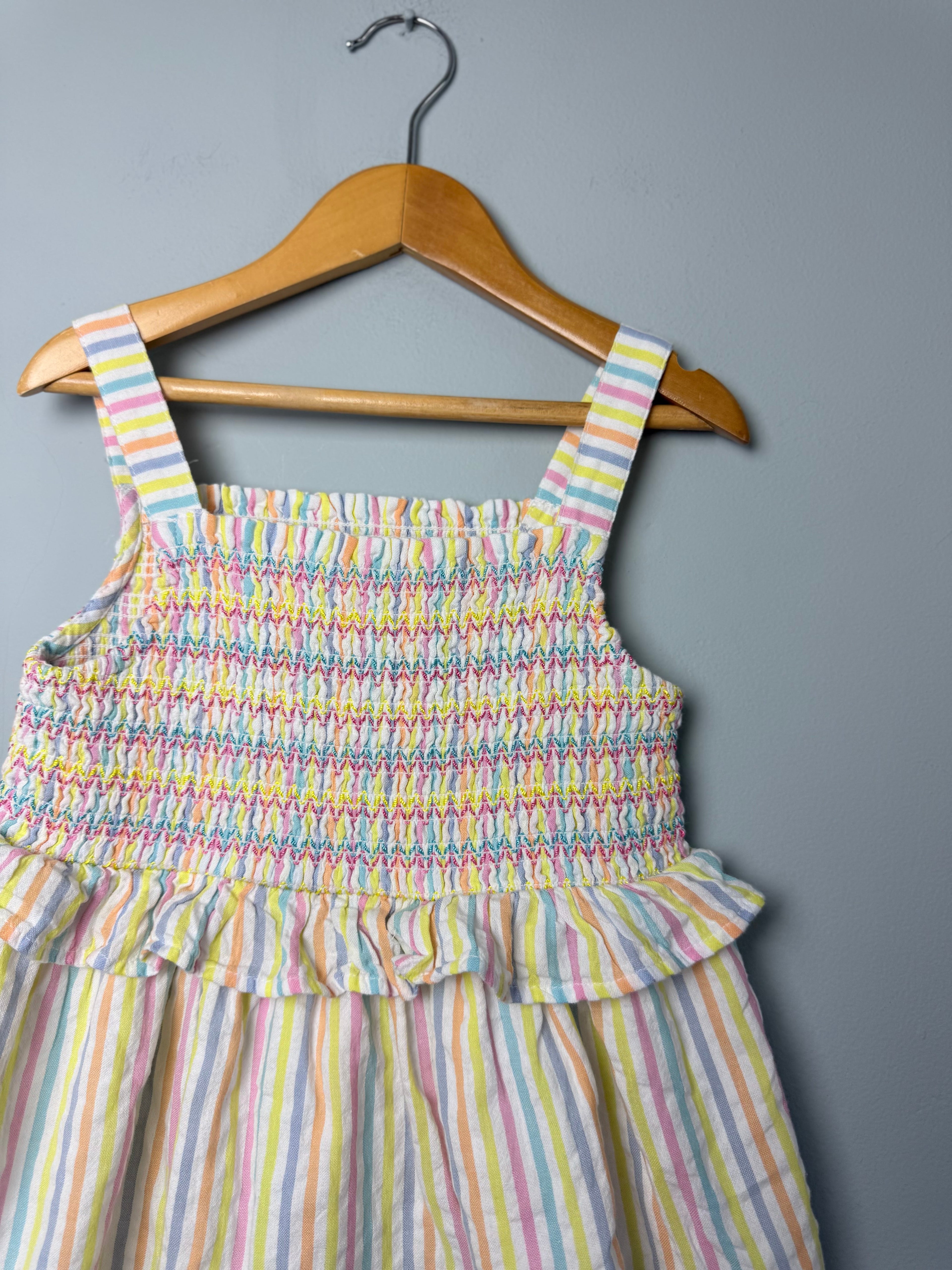 Nutmeg Rainbow Striped Strap Ruched Top - Girls 7 - 8 Years - Discounted high street clothing for children, ladies and men including everyday wear and seasonal styles. UK online