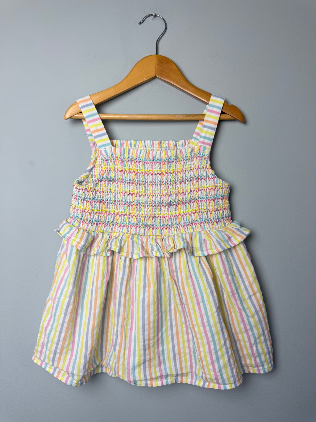 Nutmeg Rainbow Striped Strap Ruched Top - Girls 7 - 8 Years - Discounted high street clothing for children, ladies and men including everyday wear and seasonal styles. UK online