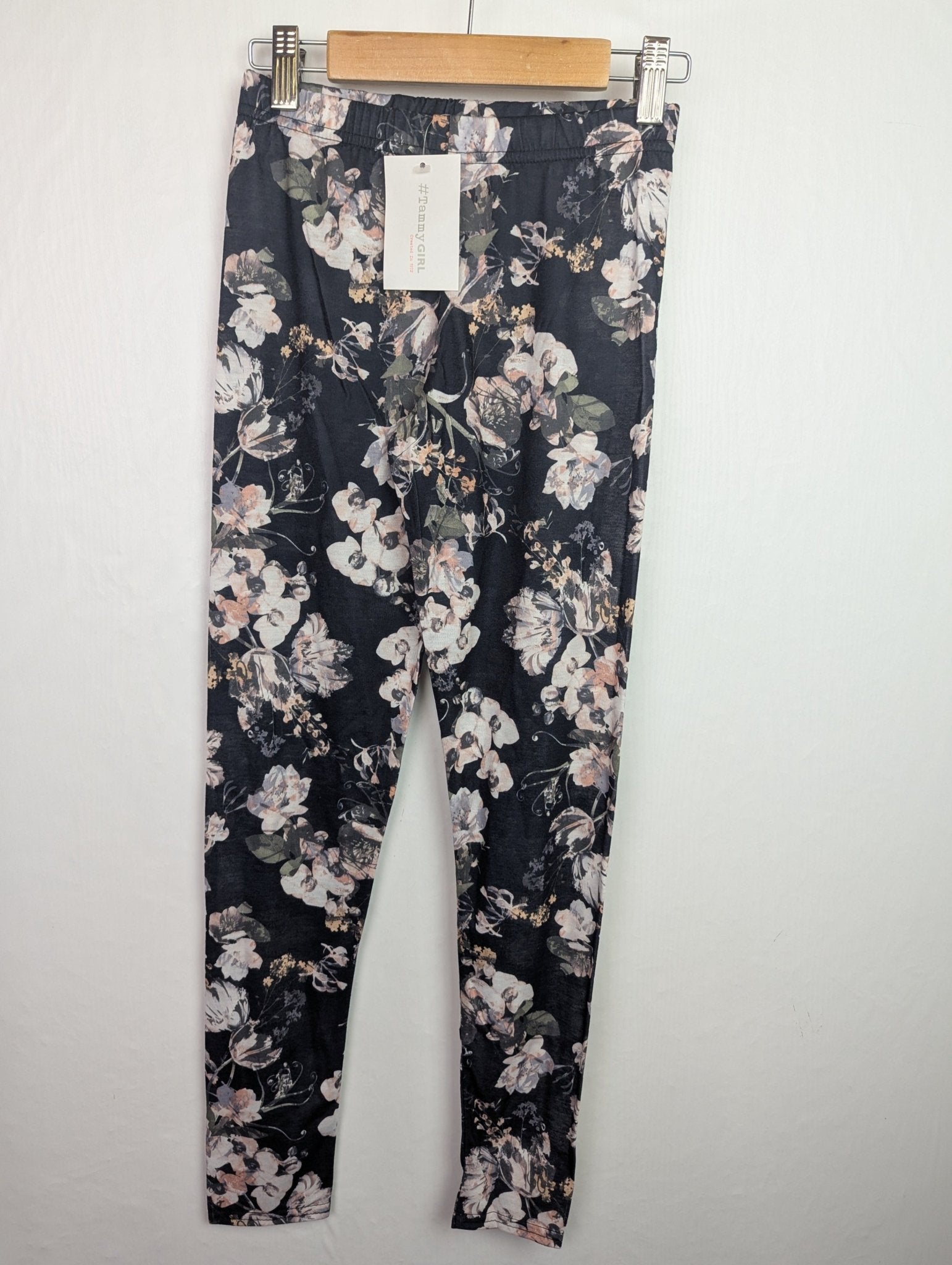 NWT's Tammy Girl Black/Pink Floral Leggings - Girls 11 - 12 Years - Back On The Shelves High Street Discount Outlet Online UK