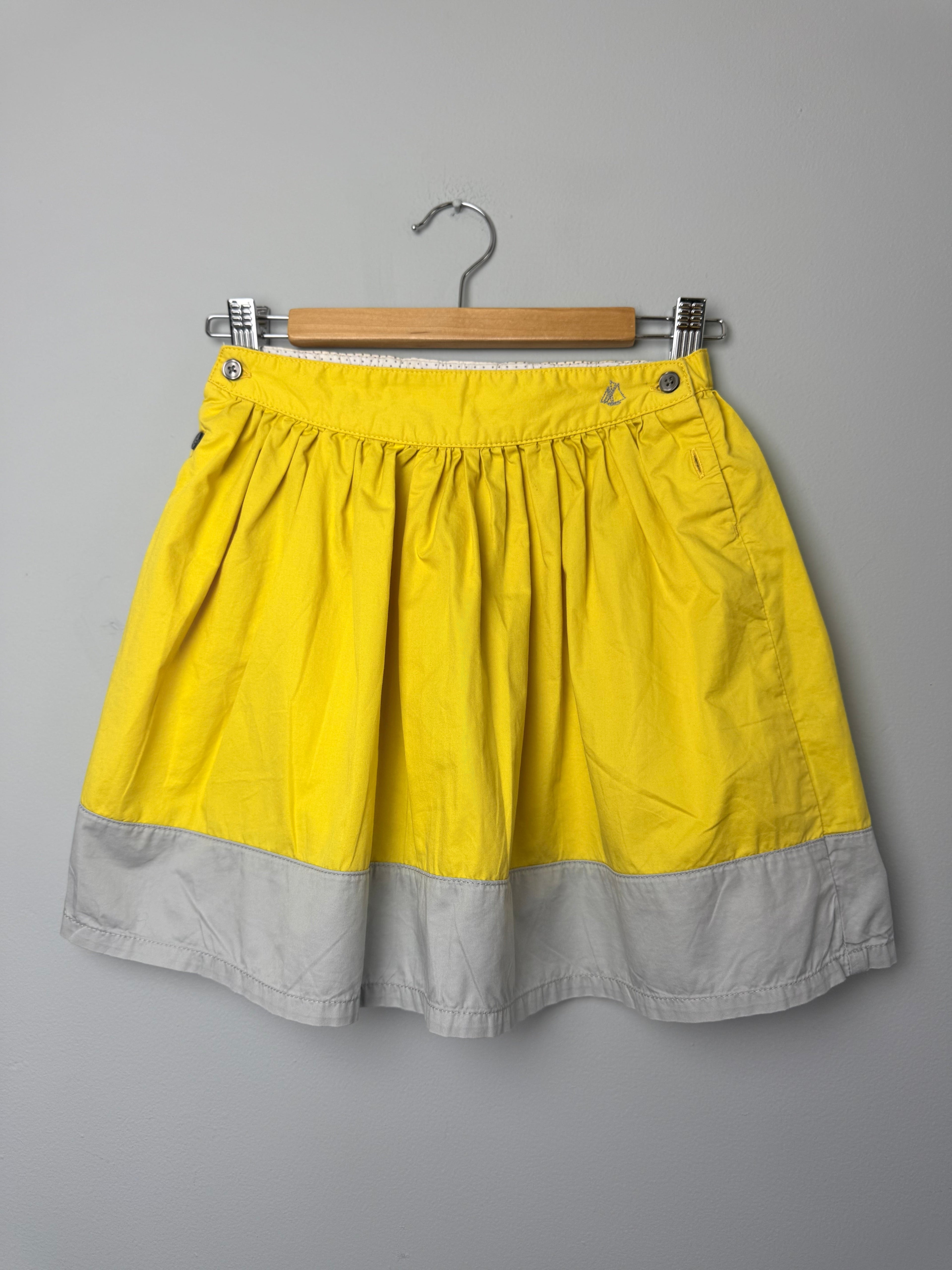 Petit Bateau Yellow & Grey Button Skirt - Girls 8 Years - Discounted high street clothing for children, ladies and men including everyday wear and seasonal styles. UK online