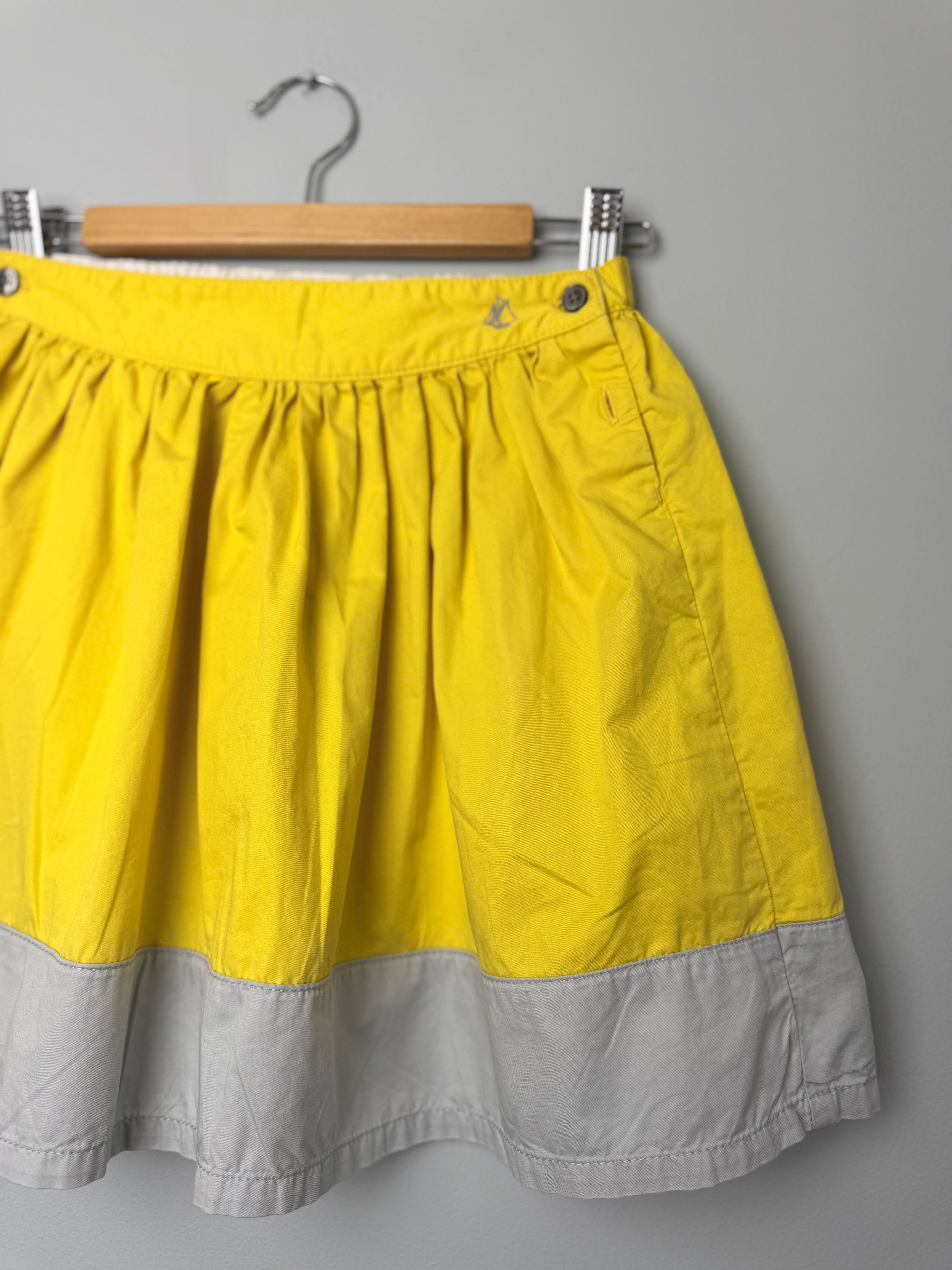 Petit Bateau Yellow & Grey Button Skirt - Girls 8 Years - Discounted high street clothing for children, ladies and men including everyday wear and seasonal styles. UK online