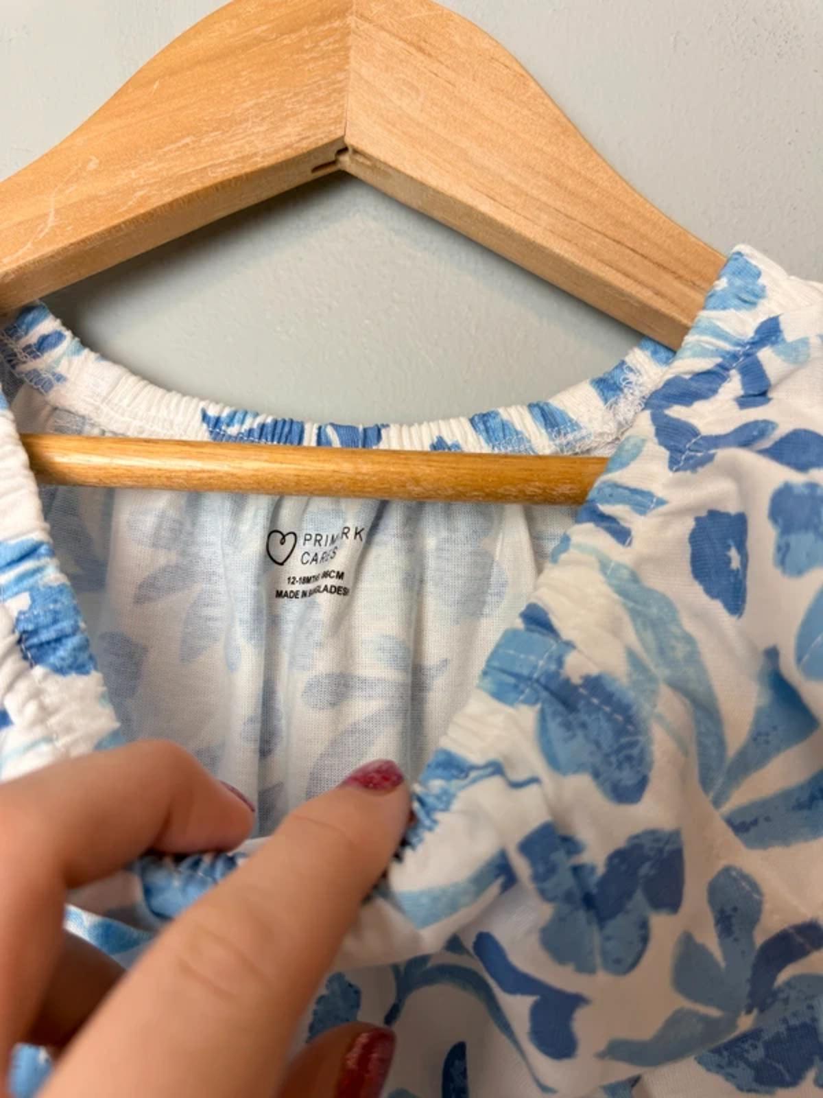 Primark Blue Floral playsuit romper Girls 12 - 18 Months - Discounted high street clothing for children, ladies and men including everyday wear and seasonal styles. UK online