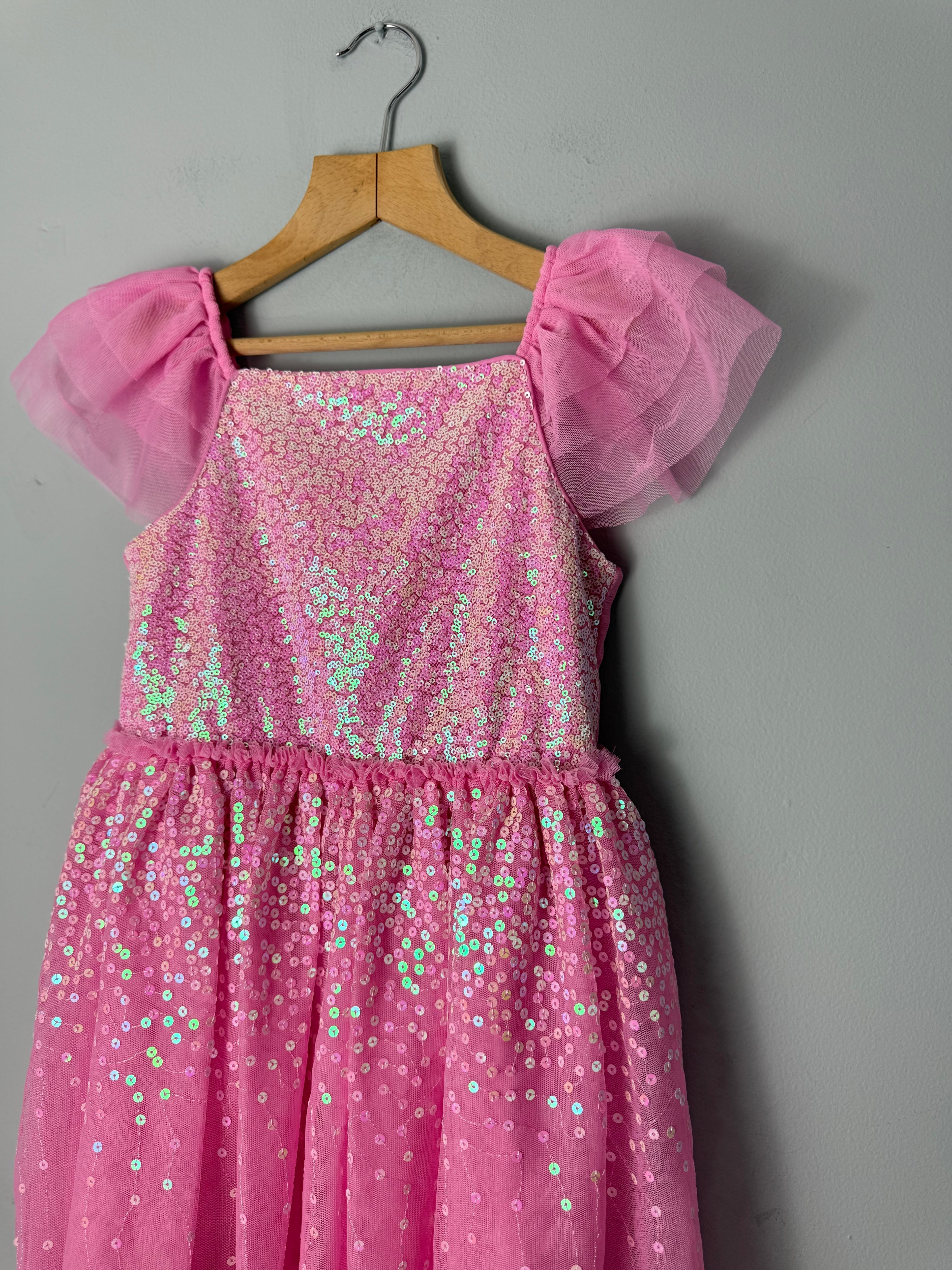 Primark Pink Sequin Party Dress - Girls 7 - 8 Years - Discounted high street clothing for children, ladies and men including everyday wear and seasonal styles. UK online