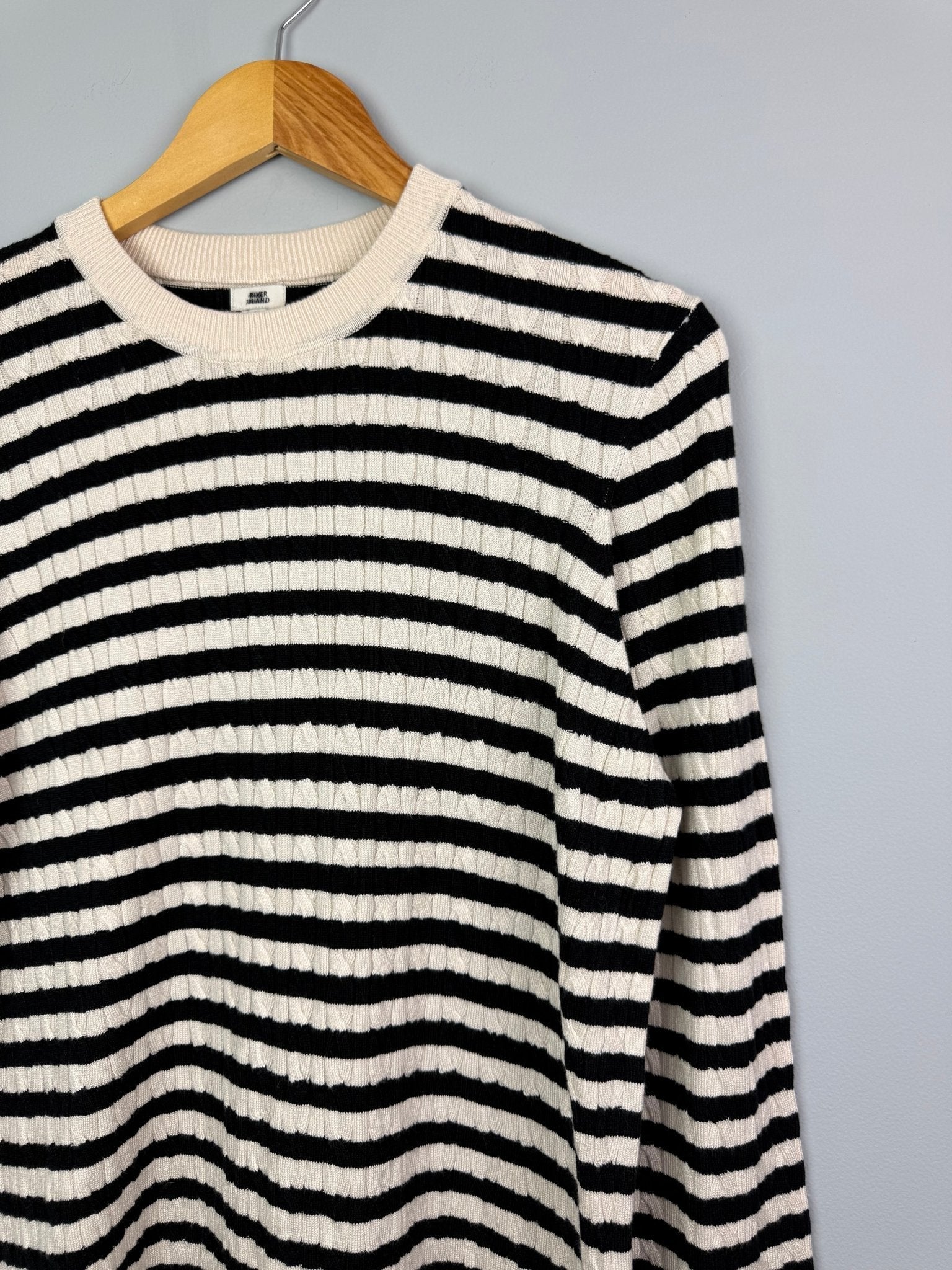 Striped Cable Knit Jumper - Ladies Size Large - Discounted high street clothing for children, ladies and men including everyday wear and seasonal styles. UK online
