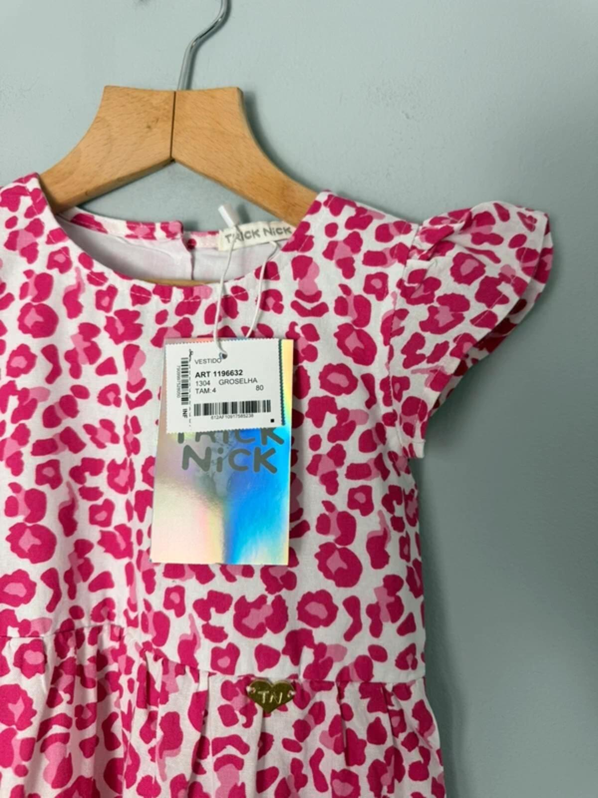 Trick Nick Pink Leopard Print Cotton Dress NWT - Girls 4 Years - Discounted high street clothing for children, ladies and men including everyday wear and seasonal styles. UK online