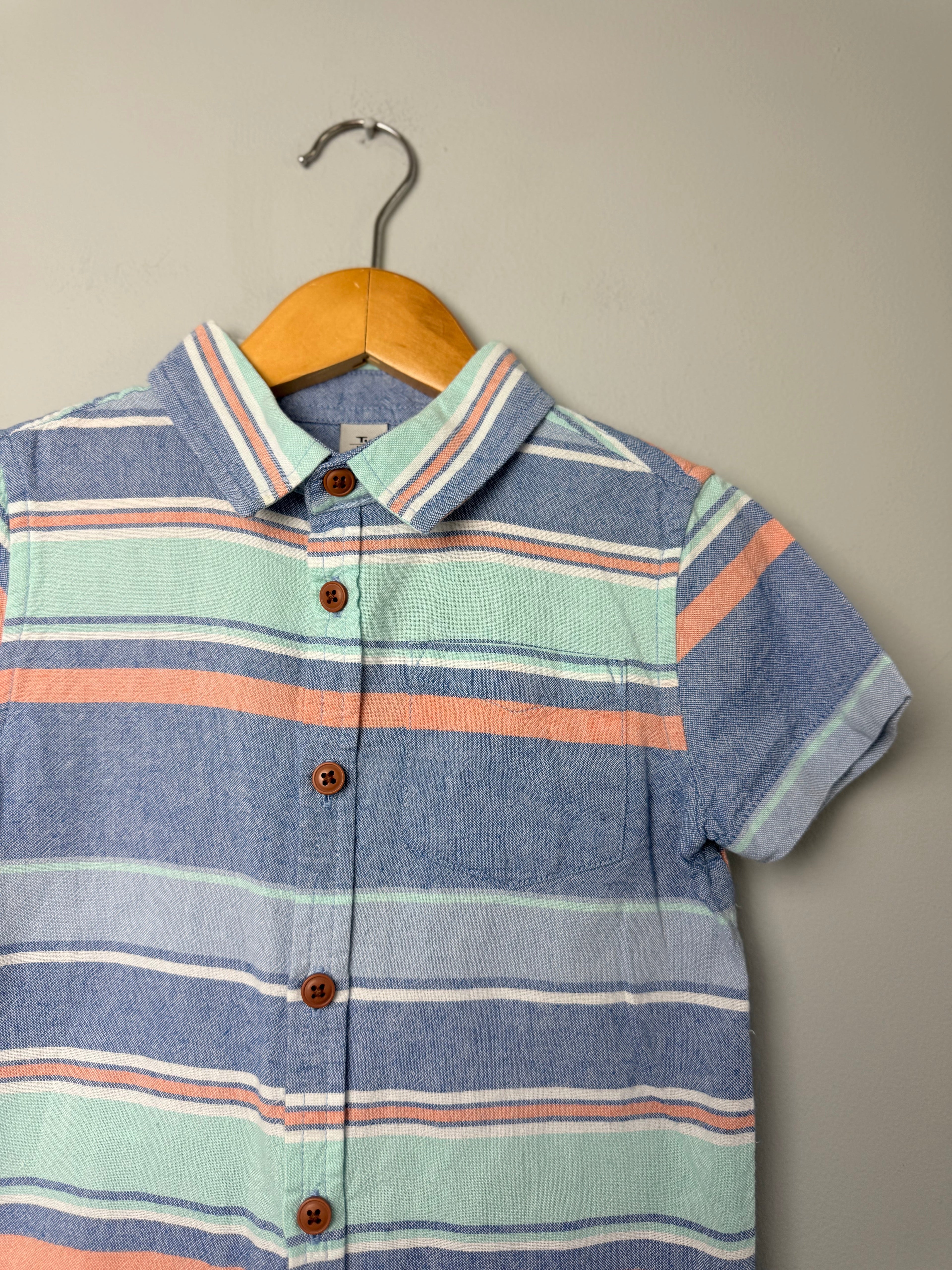 TU Blue Striped 100% Cotton Shirt - Boys 3 - 4 Years - Discounted high street clothing for children, ladies and men including everyday wear and seasonal styles. UK online