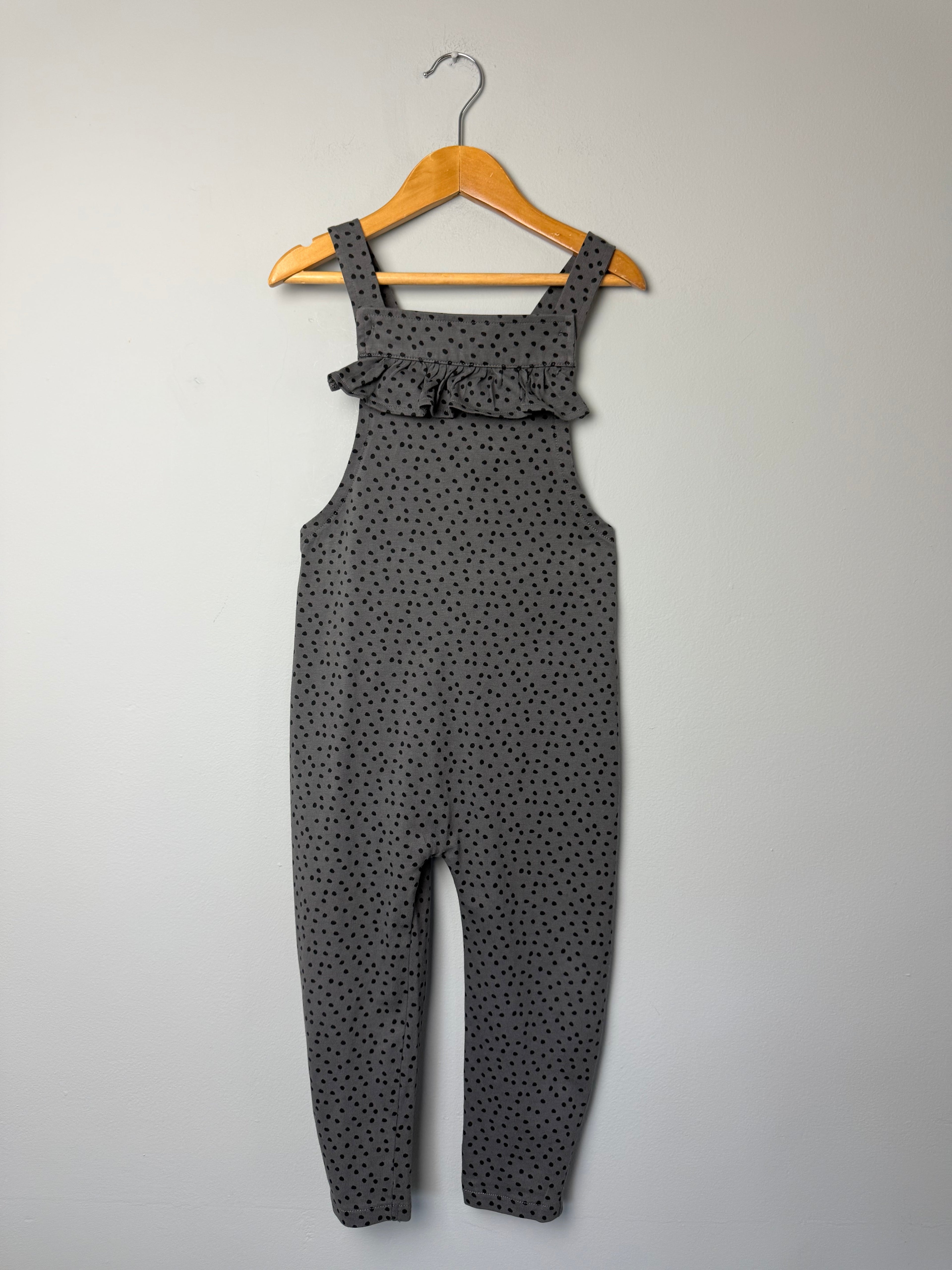 TU Grey Spotty 100% Cotton Dungarees - Girls 3 - 4 Years - Discounted high street clothing for children, ladies and men including everyday wear and seasonal styles. UK online
