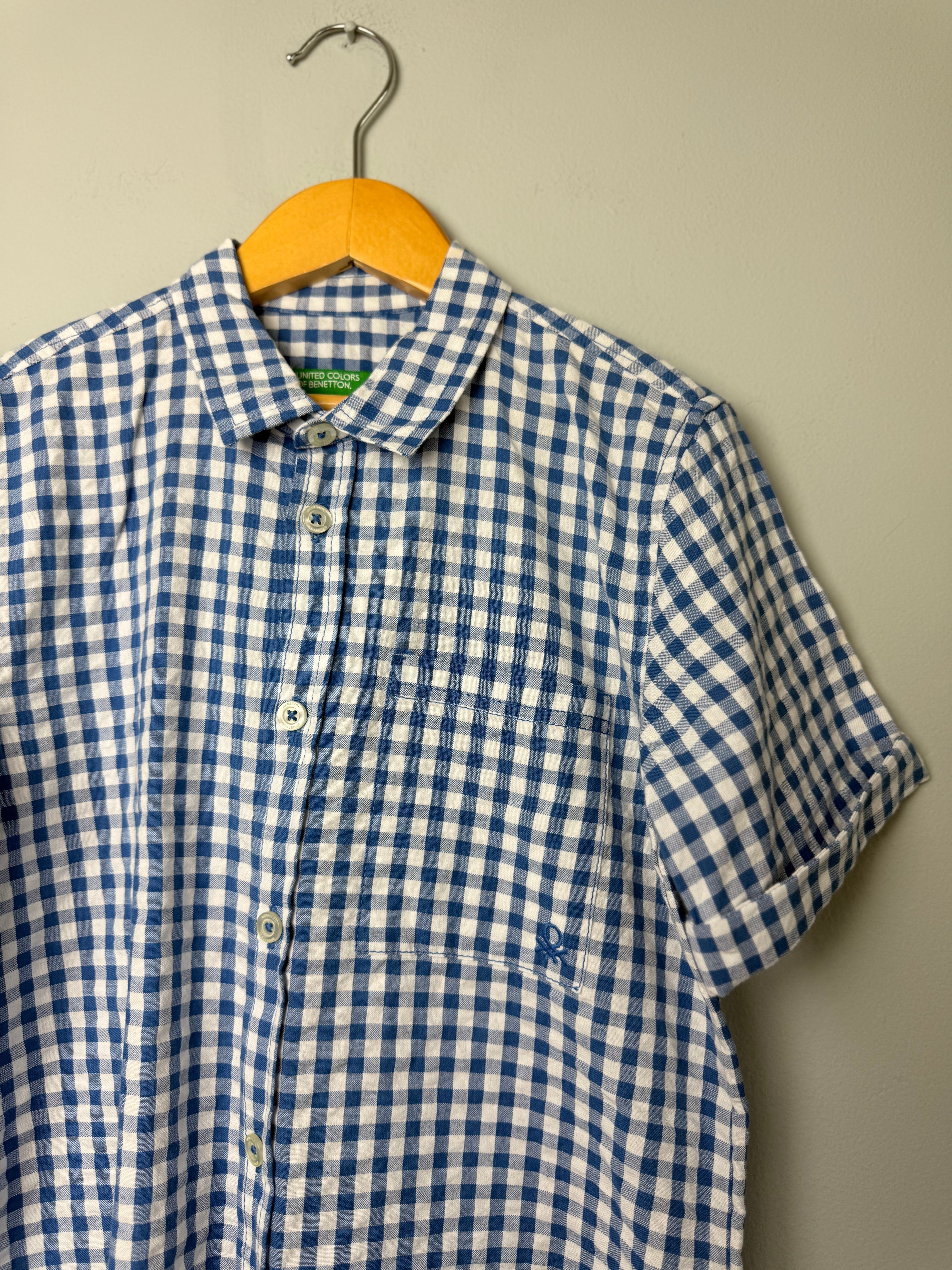 United Colors Of Benetton Blue Plaid Shirt - Boys 5 - 6 Years - Discounted high street clothing for children, ladies and men including everyday wear and seasonal styles. UK online