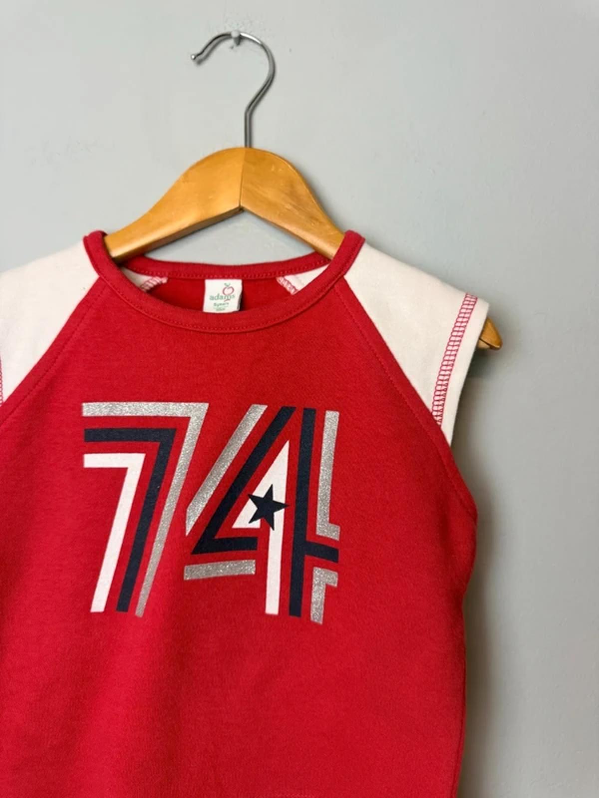 Vintage Adams Red '74' Varsity Style Sleeveless Top - Girls 5 Years - Discounted high street clothing for children, ladies and men including everyday wear and seasonal styles. UK online