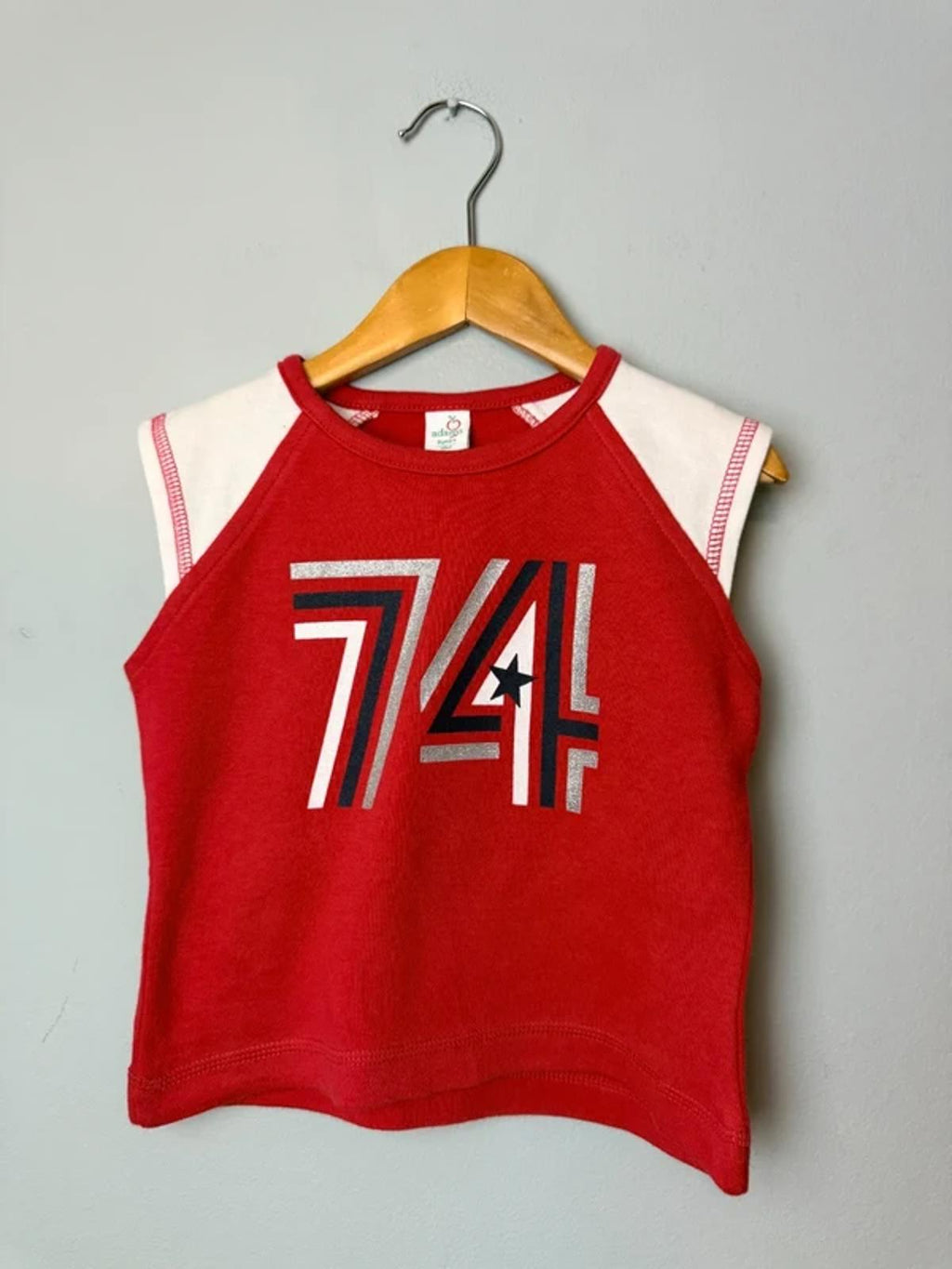 Vintage Adams Red '74' Varsity Style Sleeveless Top - Girls 5 Years - Discounted high street clothing for children, ladies and men including everyday wear and seasonal styles. UK online