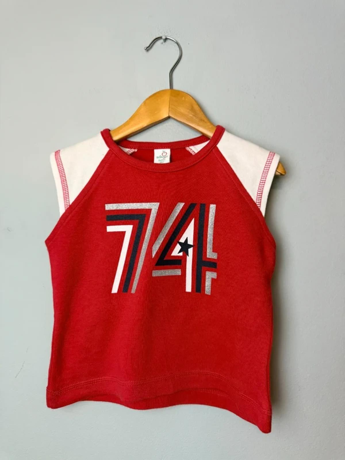Vintage Adams Red '74' Varsity Style Sleeveless Top - Girls 5 Years - Discounted high street clothing for children, ladies and men including everyday wear and seasonal styles. UK online