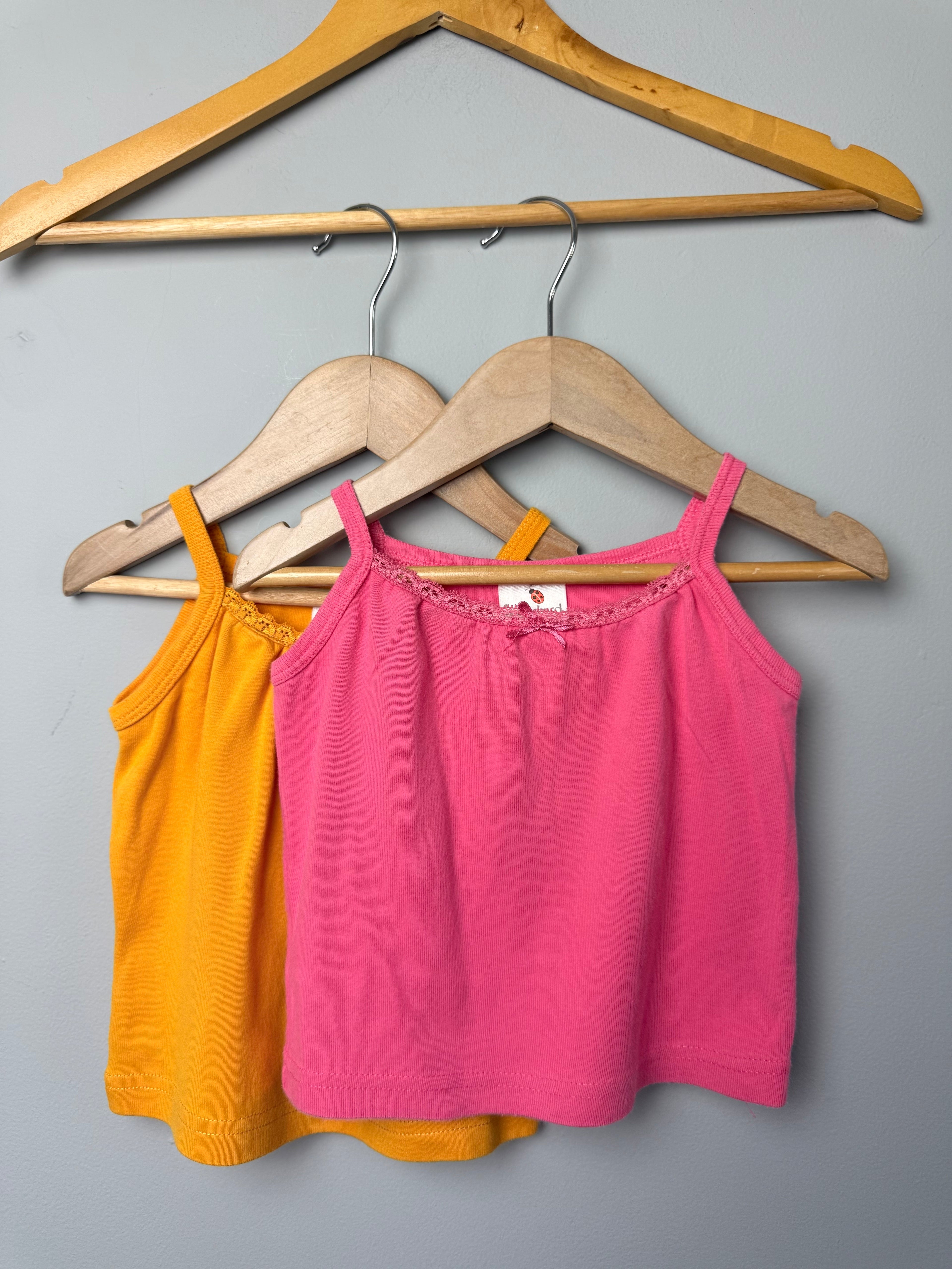Vintage Ladybird Pink & Orange Vest Tops - Girls 18 - 24 Months - Discounted high street clothing for children, ladies and men including everyday wear and seasonal styles. UK online